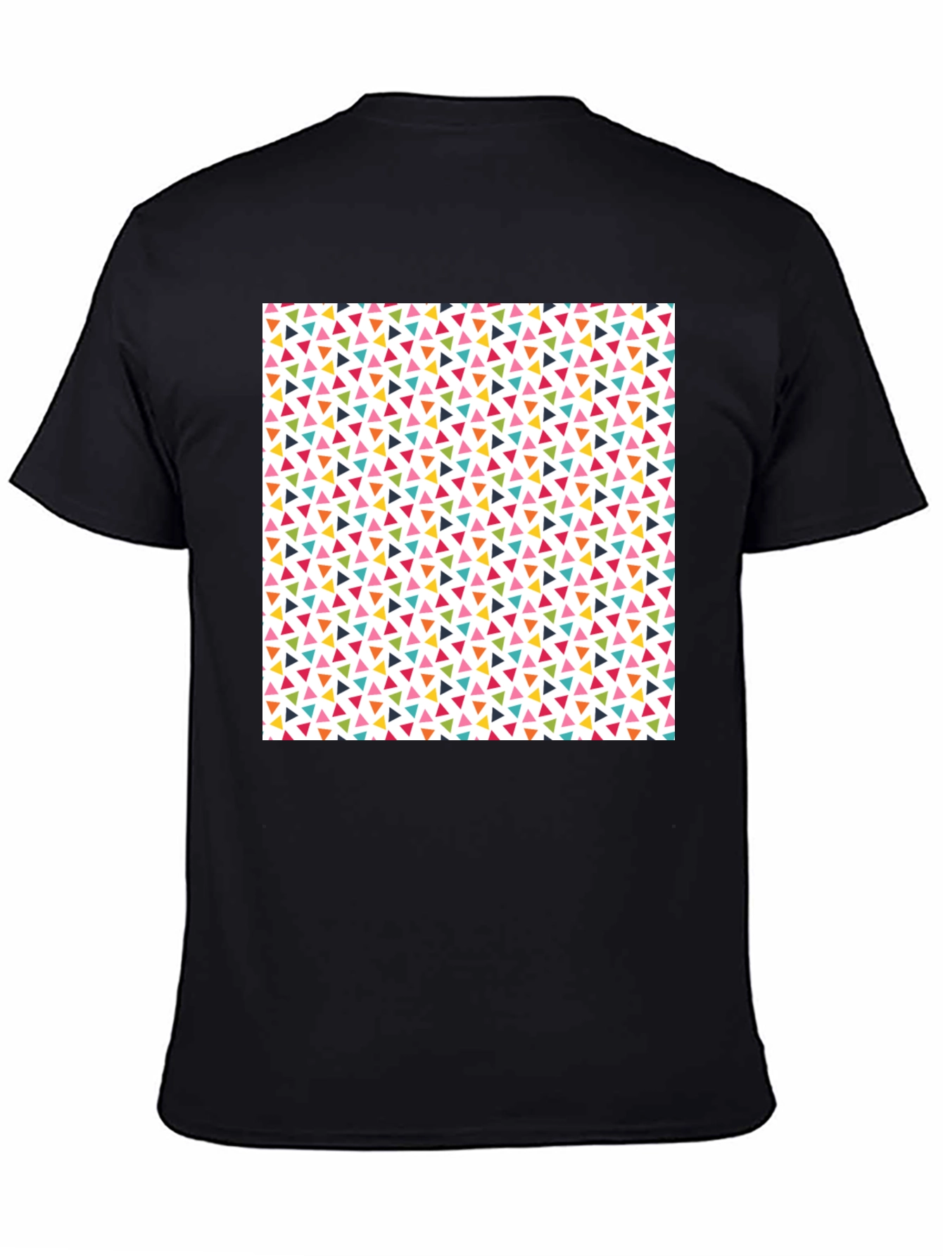 Fun Geometric Triangle Pattern Black T-Shirt
