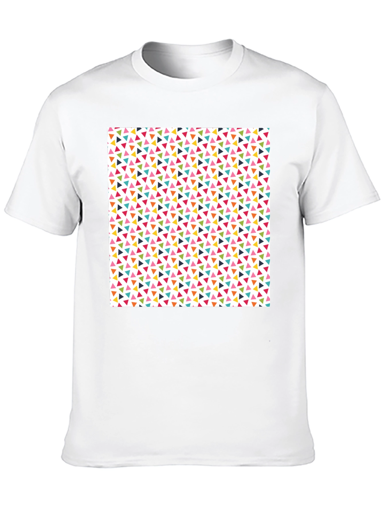 Fun Geometric Triangle Pattern Black T-Shirt