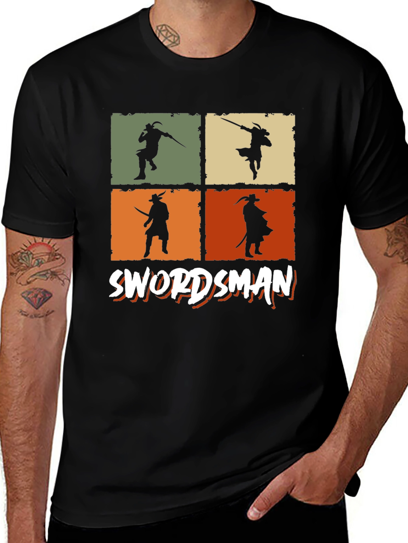 Swordsman Retro Graphic T-Shirt