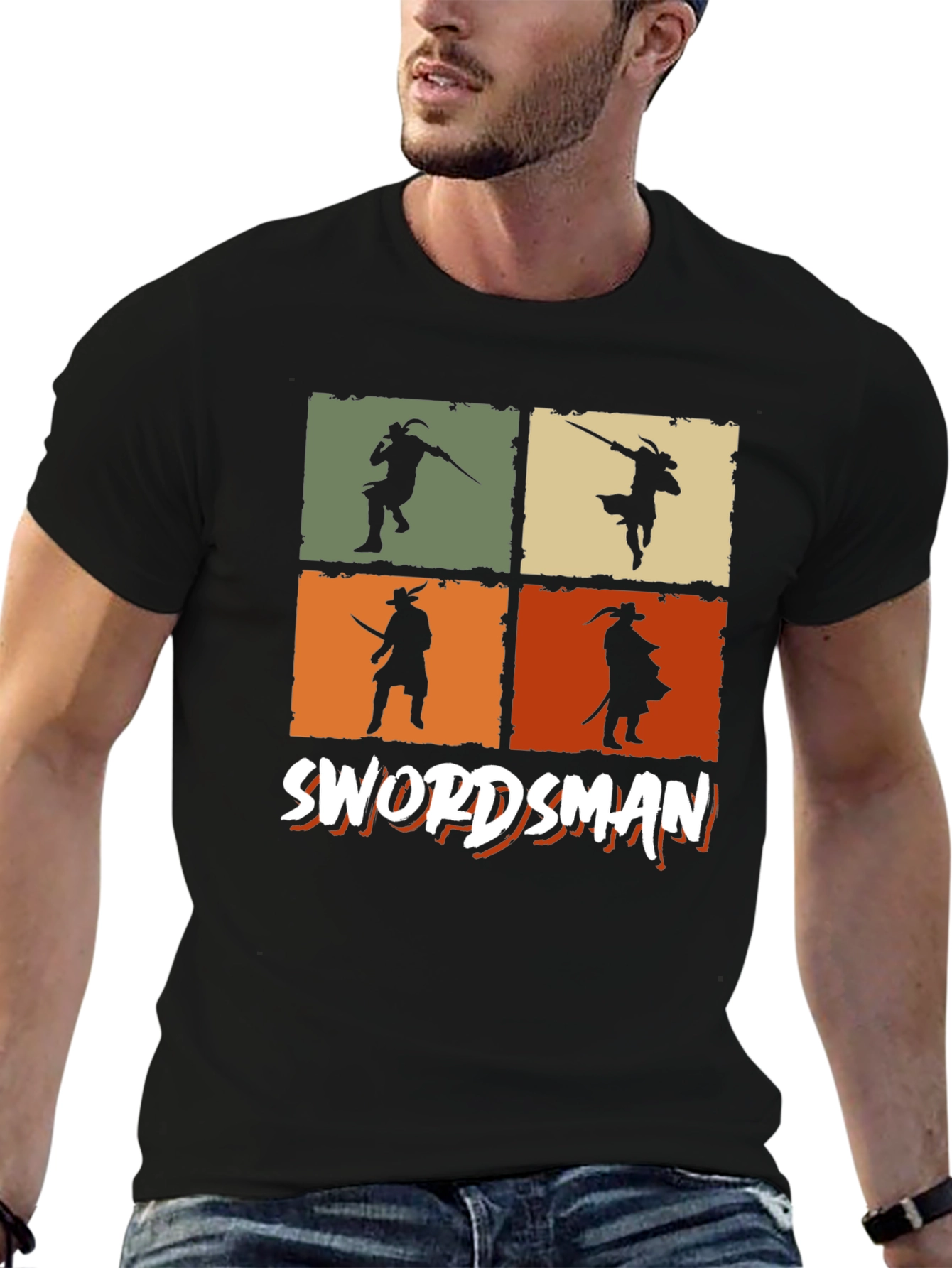 Swordsman Retro Graphic T-Shirt