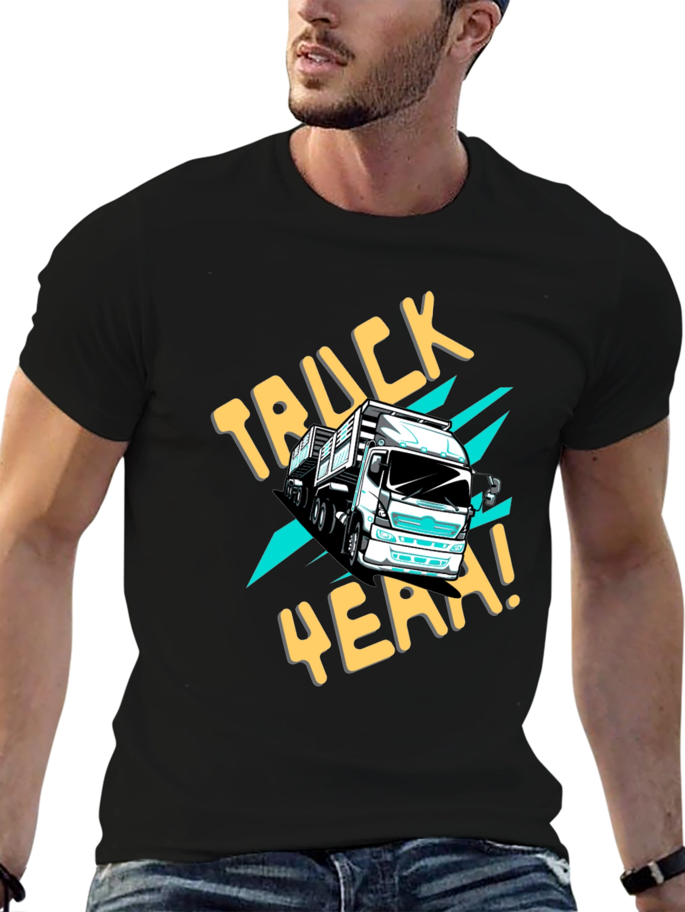 Truck Yeah! Graphic Tee - Black Cotton T-Shirt