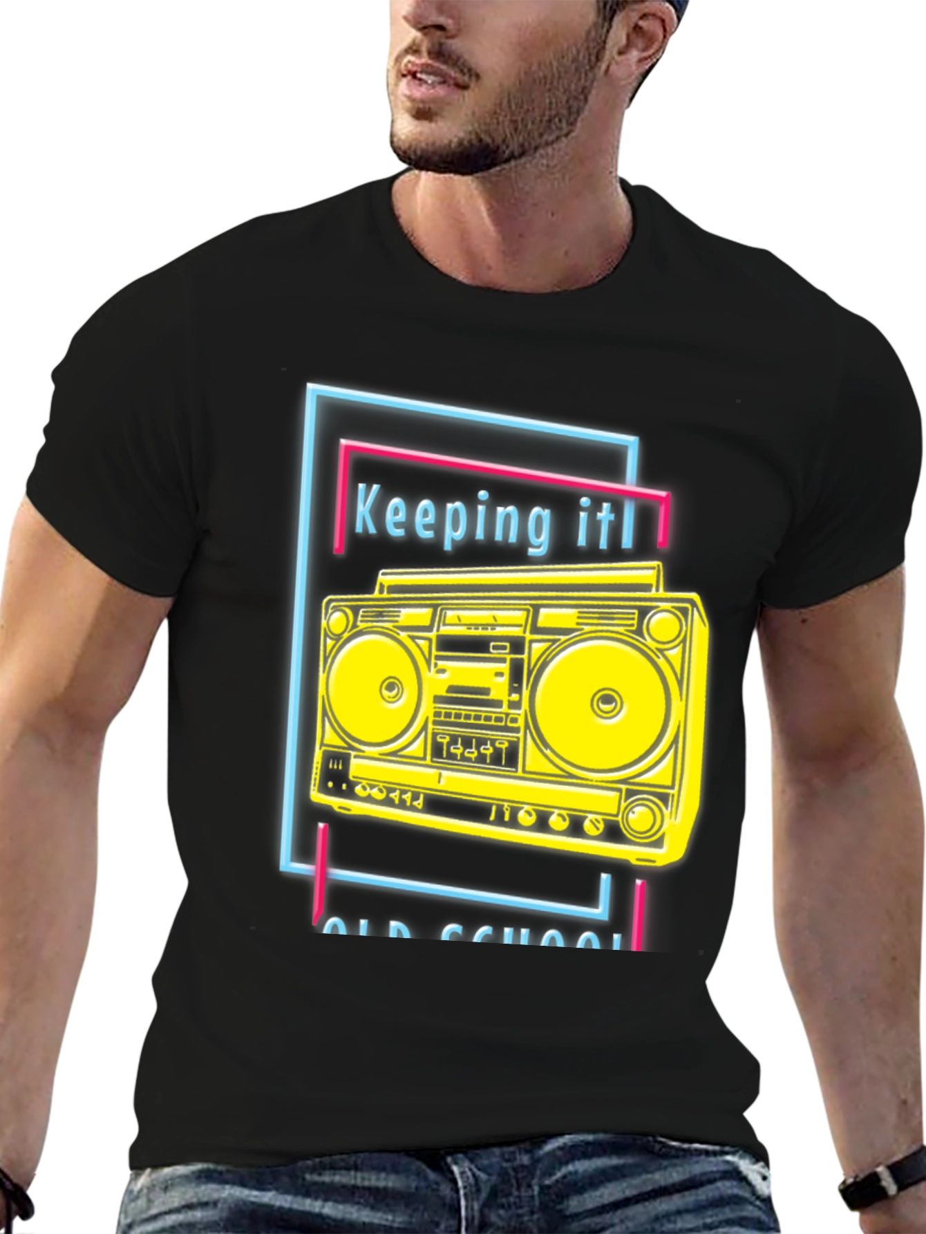 Retro Boombox Graphic Tee - Keeping It Old School