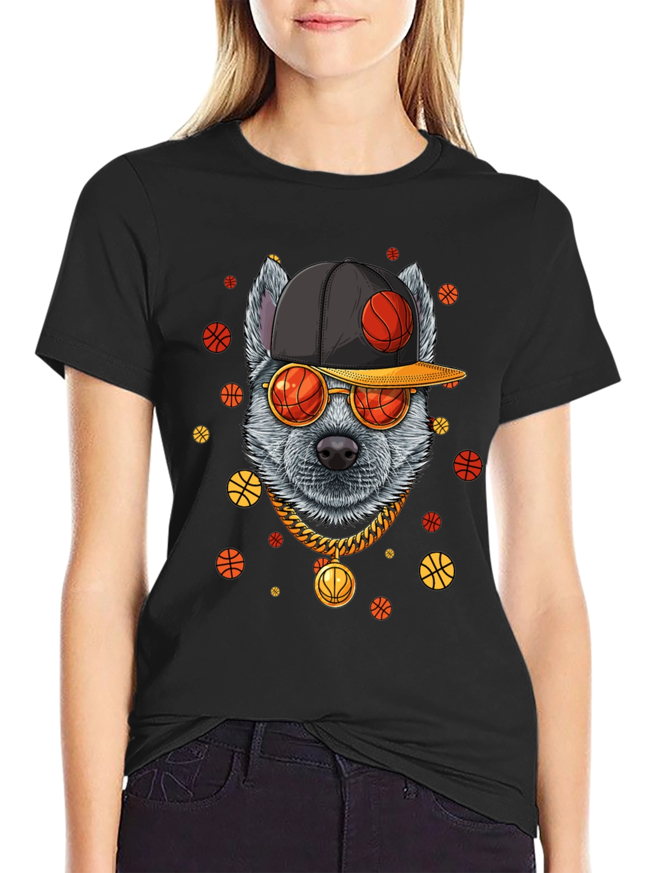 Cool Dog Basketball Graphic Tee