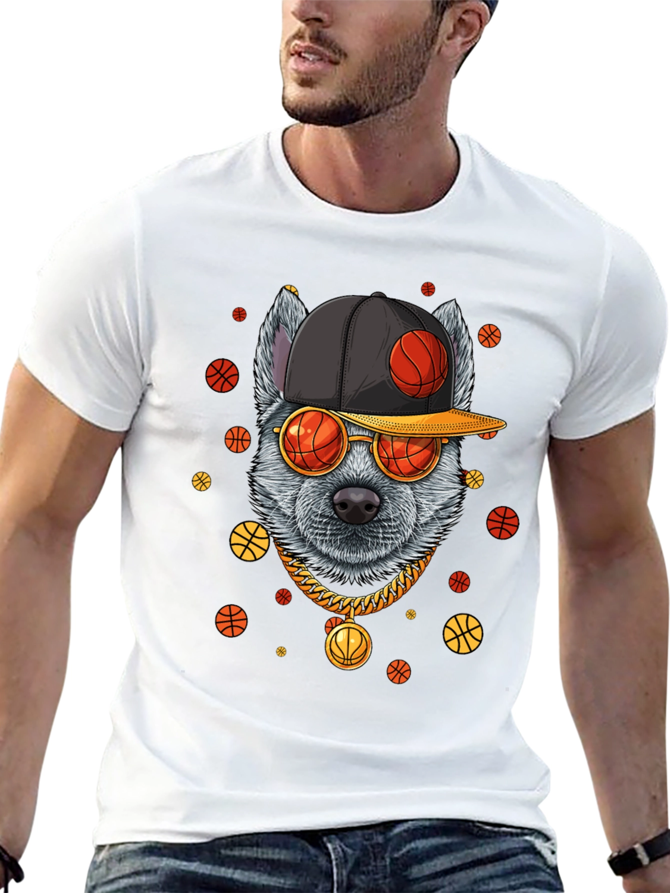 Cool Dog Basketball Graphic Tee