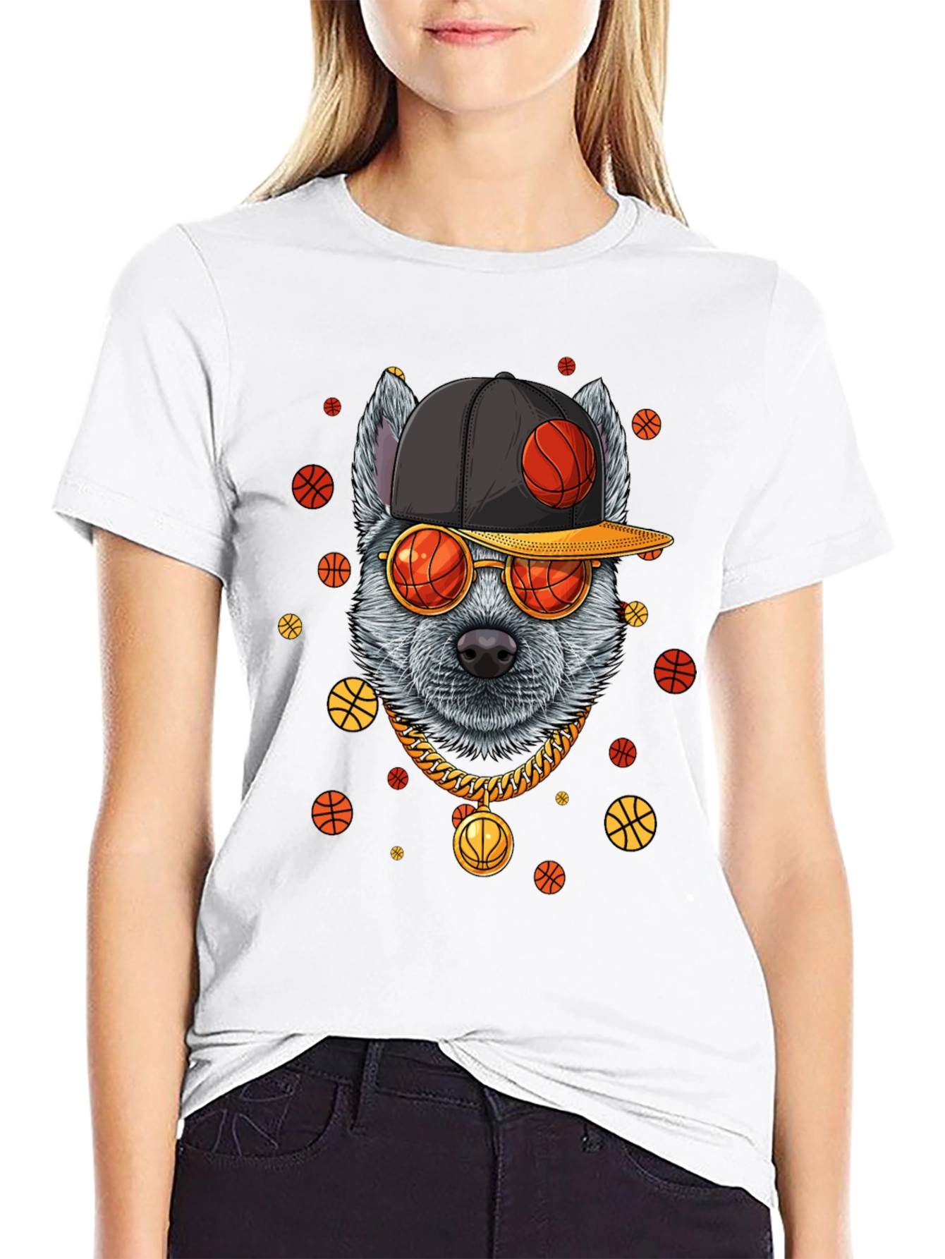 Cool Dog Basketball Graphic Tee