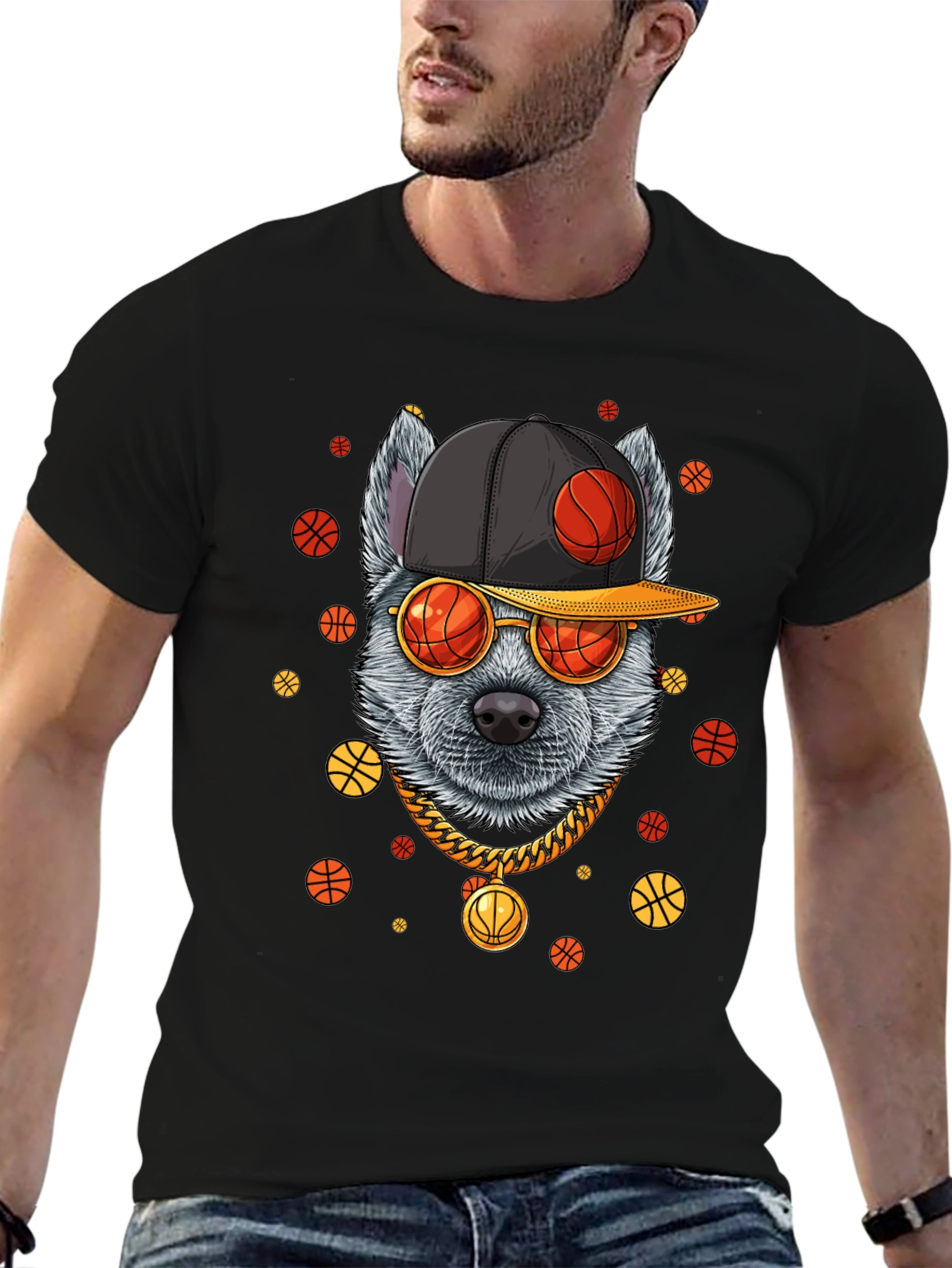 Cool Dog Basketball Graphic Tee