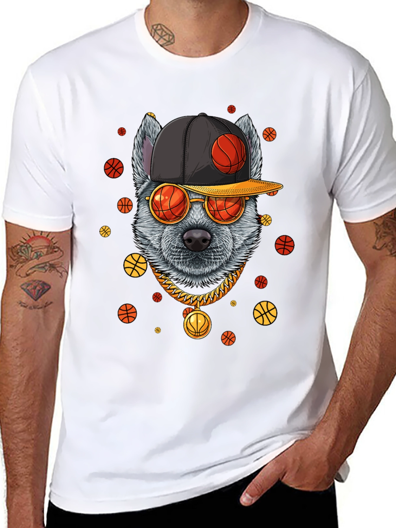 Cool Dog Basketball Graphic Tee