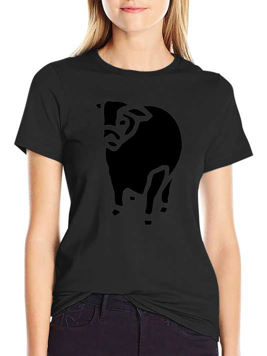 Abstract Cow Silhouette Graphic Tee - Black