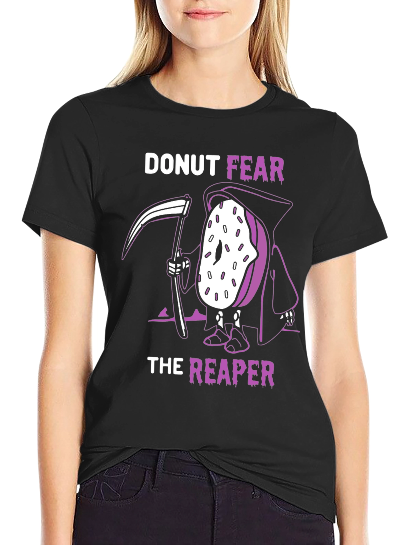 Donut Fear The Reaper Funny Graphic T-Shirt