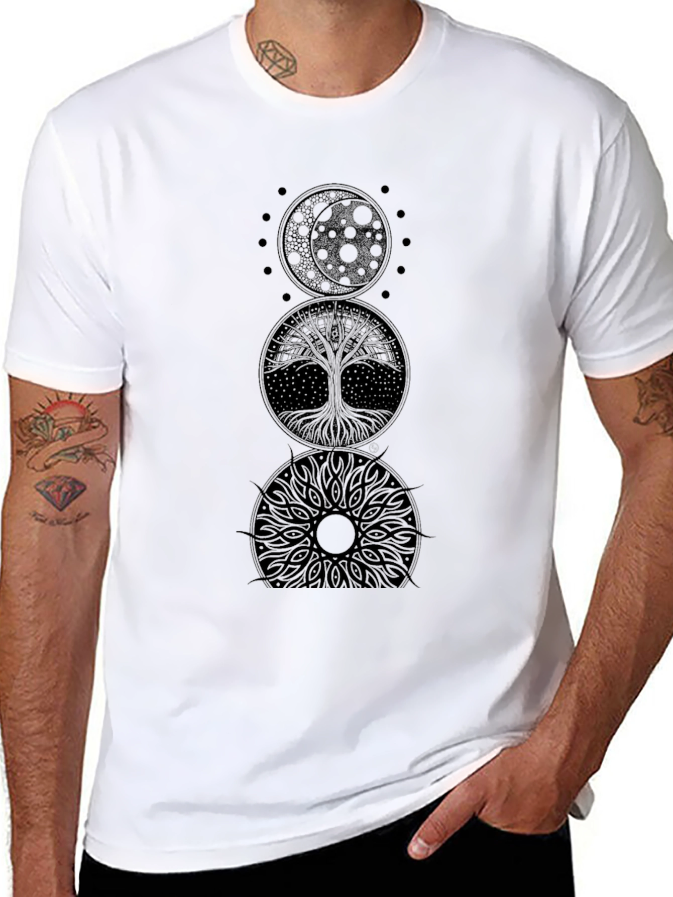 Celestial Tree of Life Graphic Tee - Black