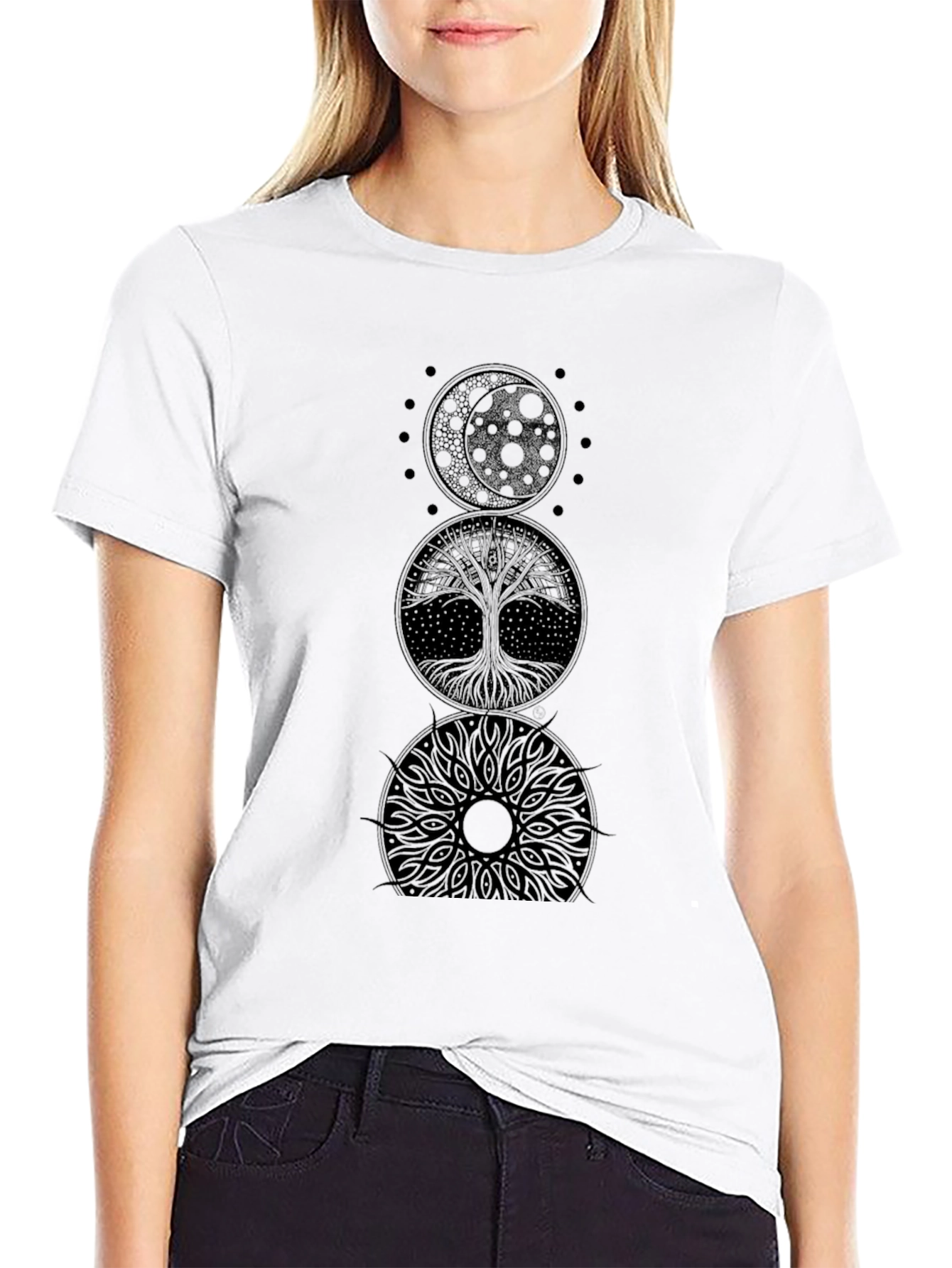 Celestial Tree of Life Graphic Tee - Black