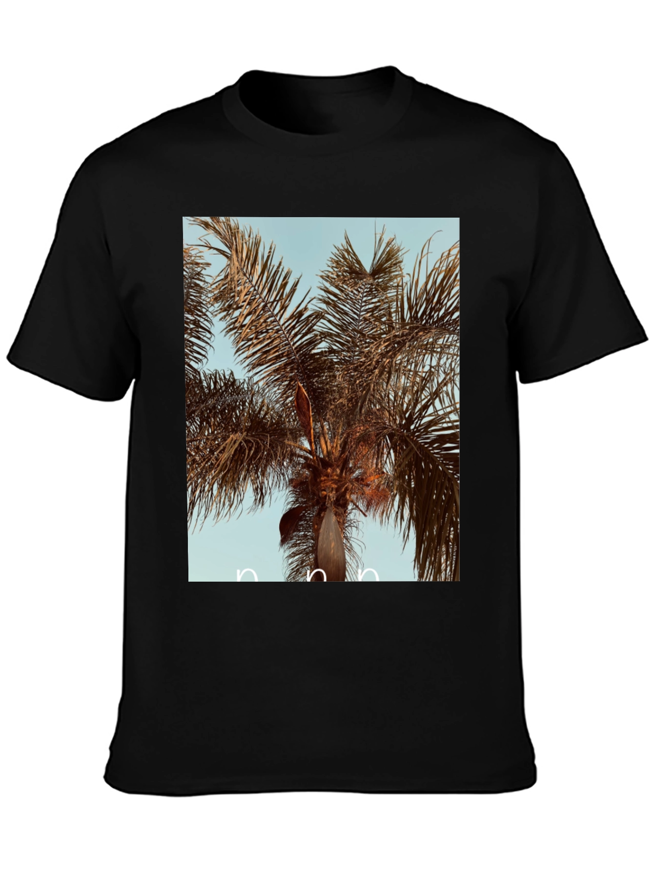 Palm Tree Graphic Black Cotton Tee