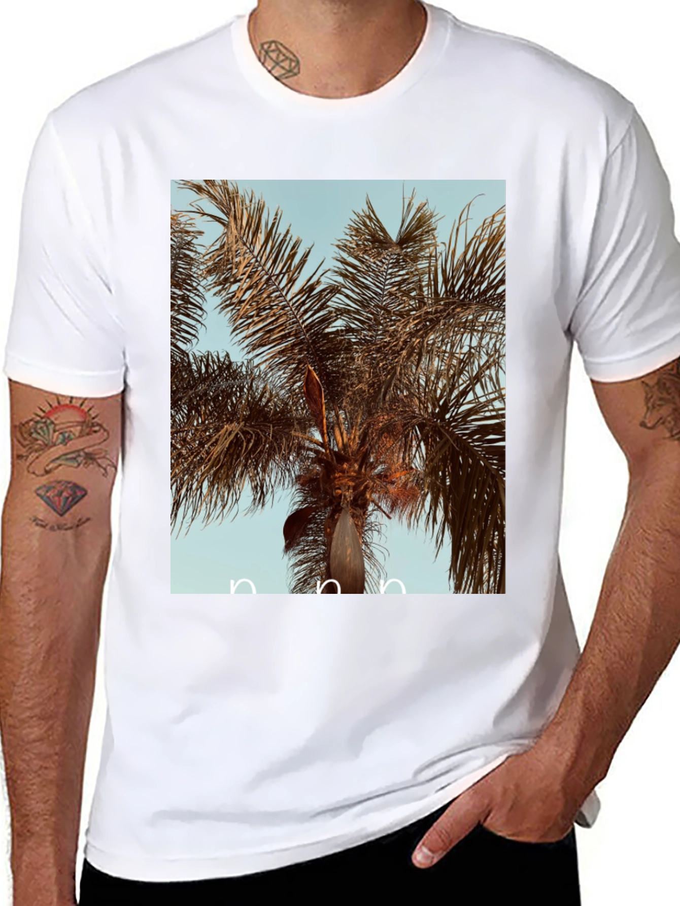 Palm Tree Graphic Black Cotton Tee