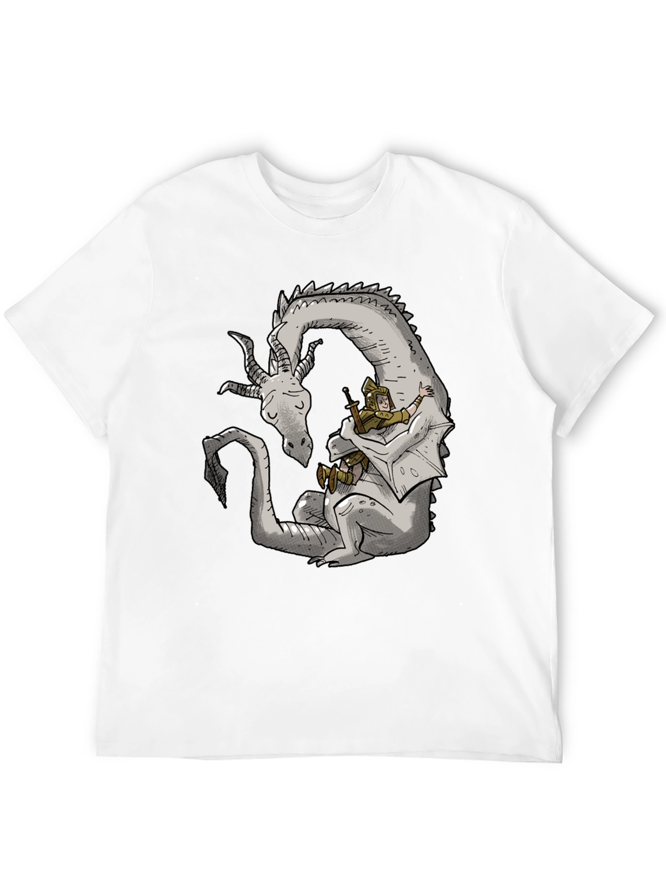 Dragon Hug Black T-Shirt - Fantasy Comfort