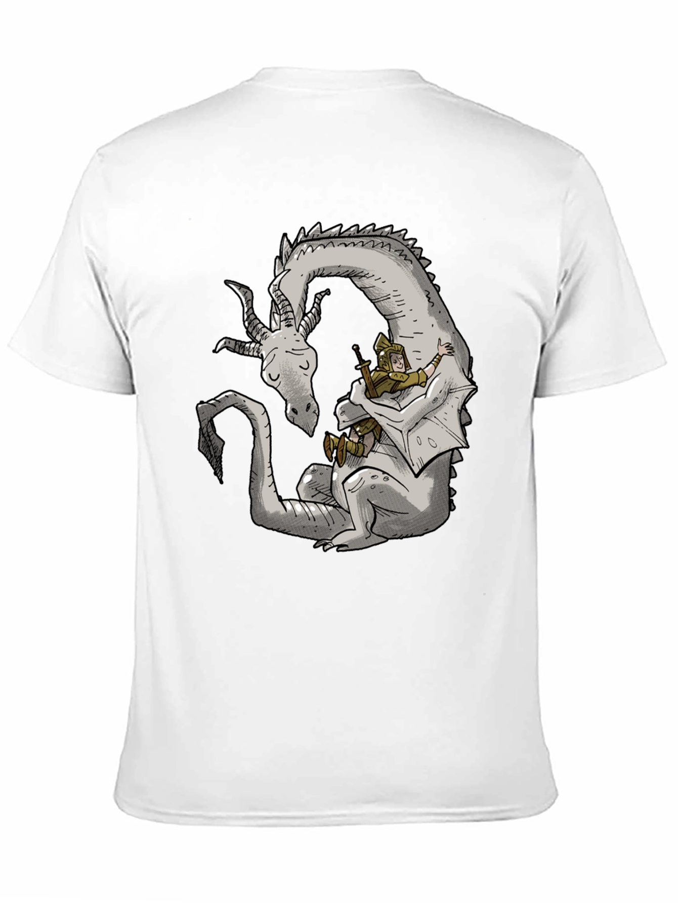 Dragon Hug Black T-Shirt - Fantasy Comfort