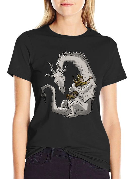 Dragon Hug Black T-Shirt - Fantasy Comfort