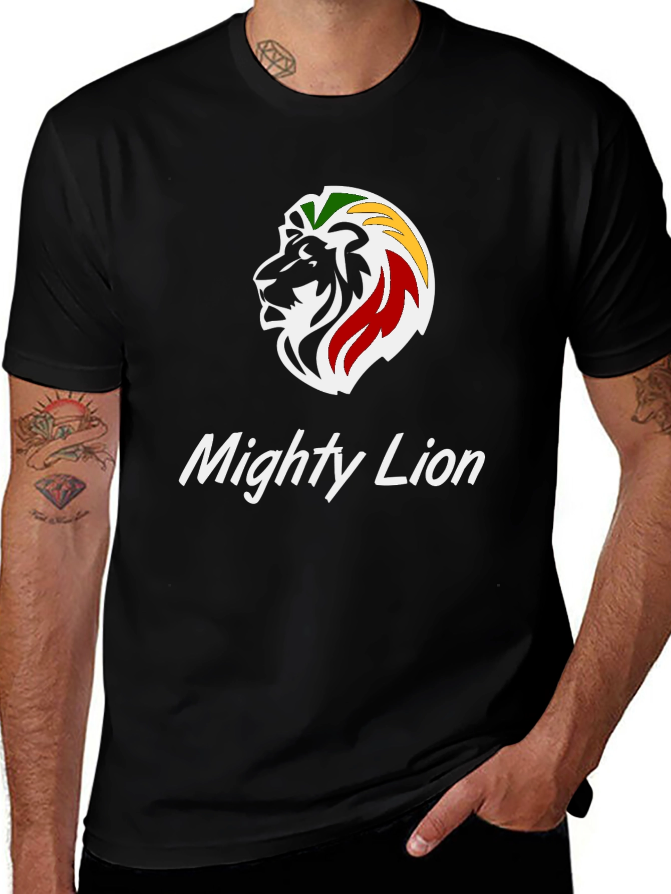 Mighty Lion Graphic Tee - Reggae Inspired Black T-Shirt