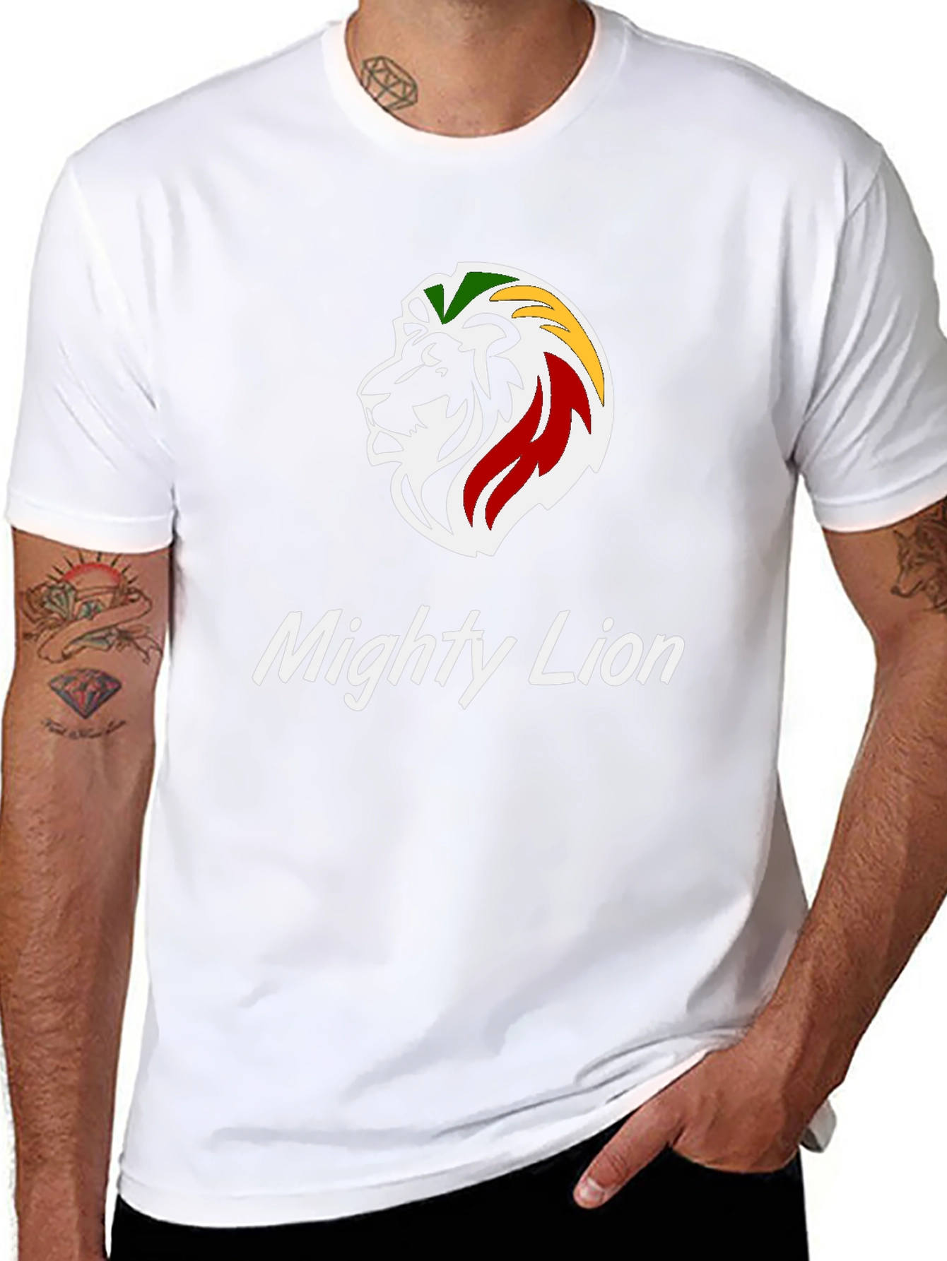 Mighty Lion Graphic Tee - Reggae Inspired Black T-Shirt