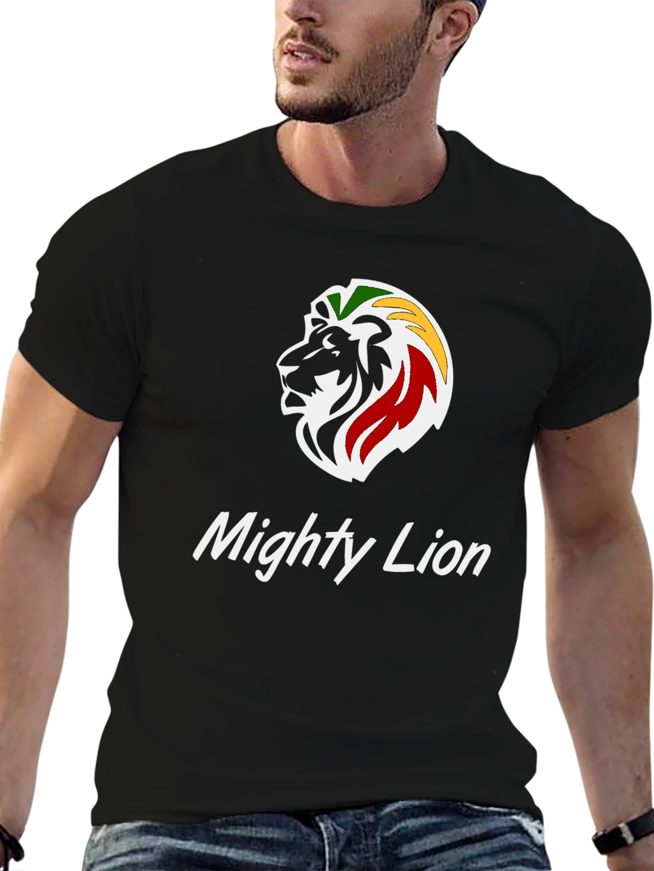 Mighty Lion Graphic Tee - Reggae Inspired Black T-Shirt