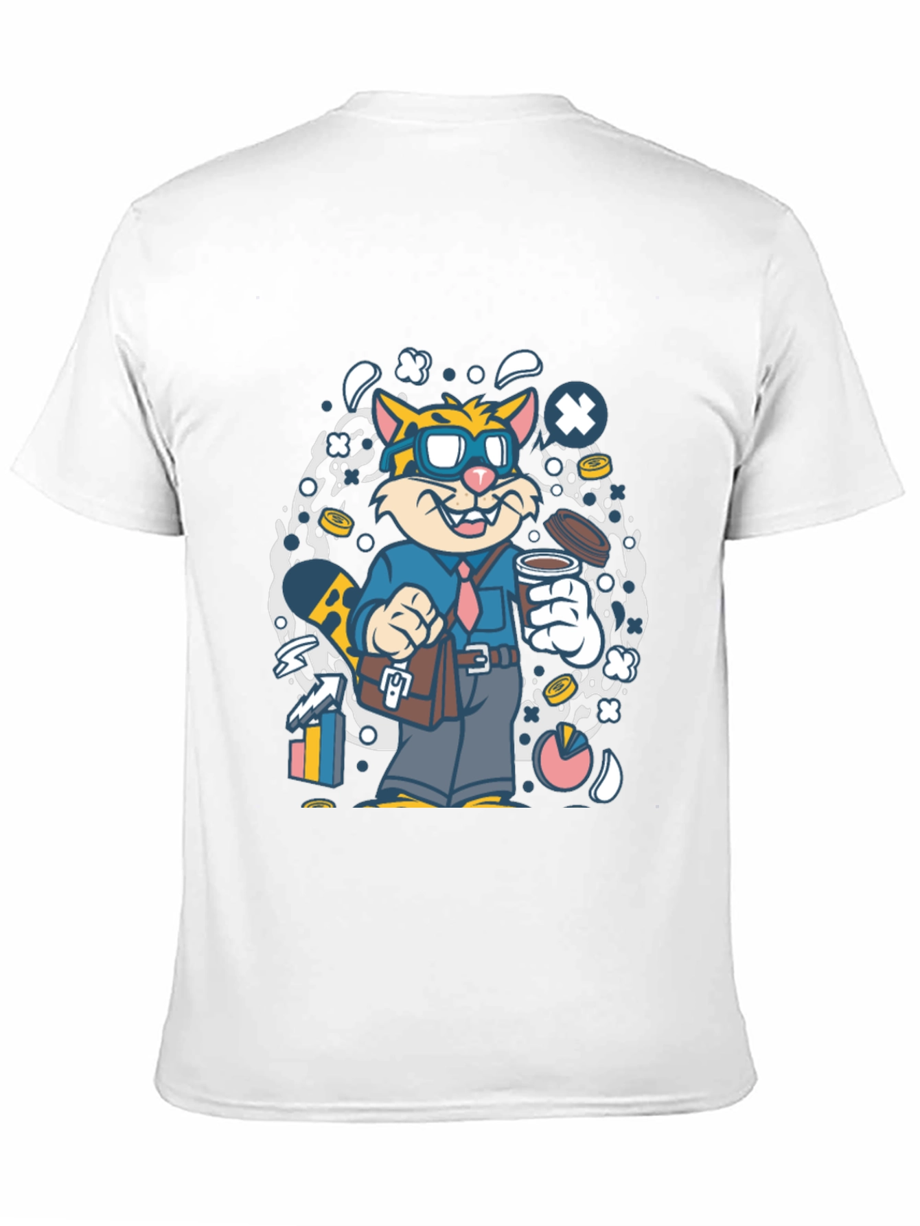 Cartoon Cat Businessman Graphic T-Shirt