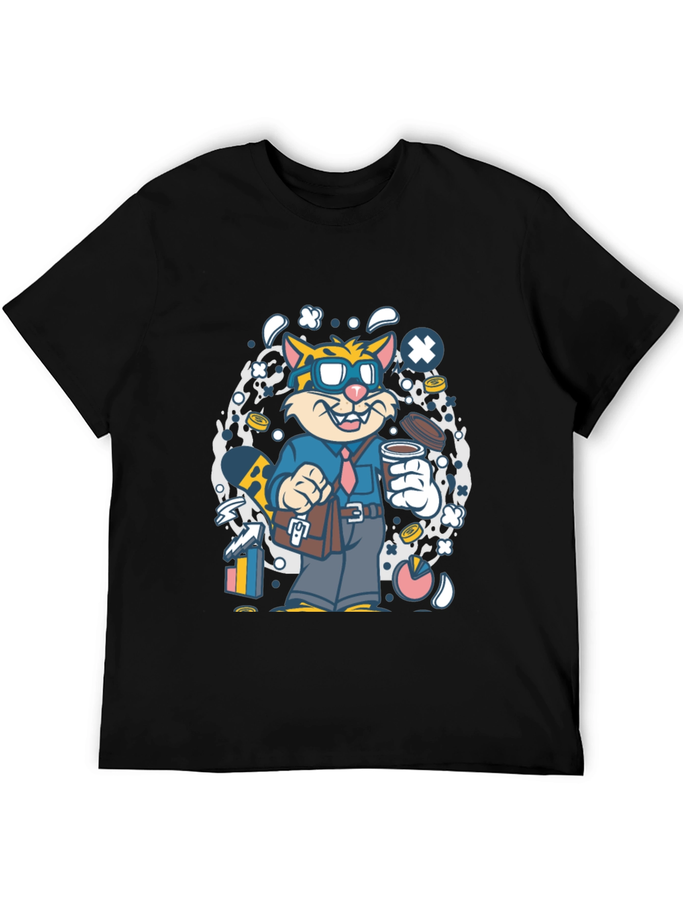 Cartoon Cat Businessman Graphic T-Shirt
