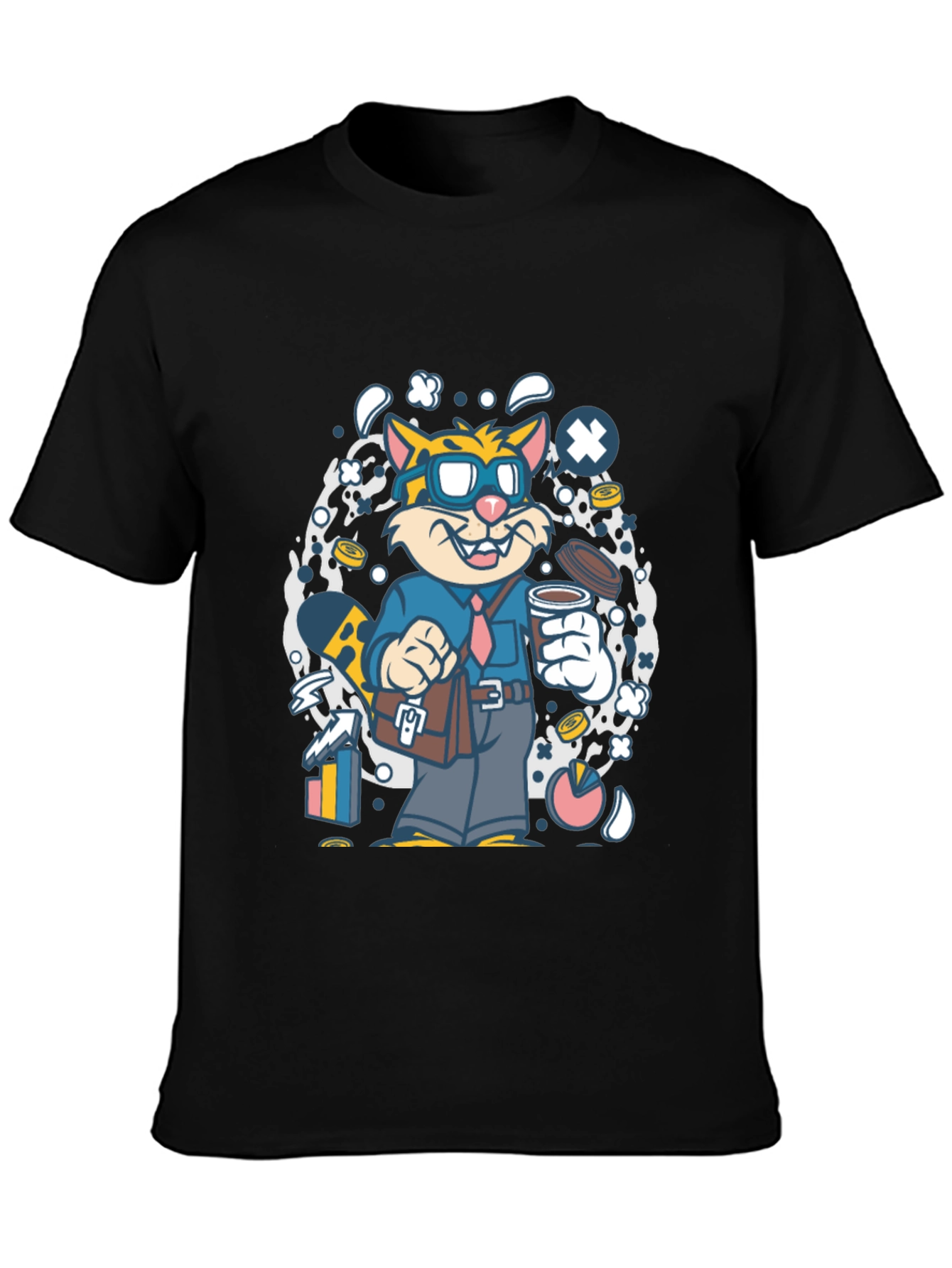 Cartoon Cat Businessman Graphic T-Shirt