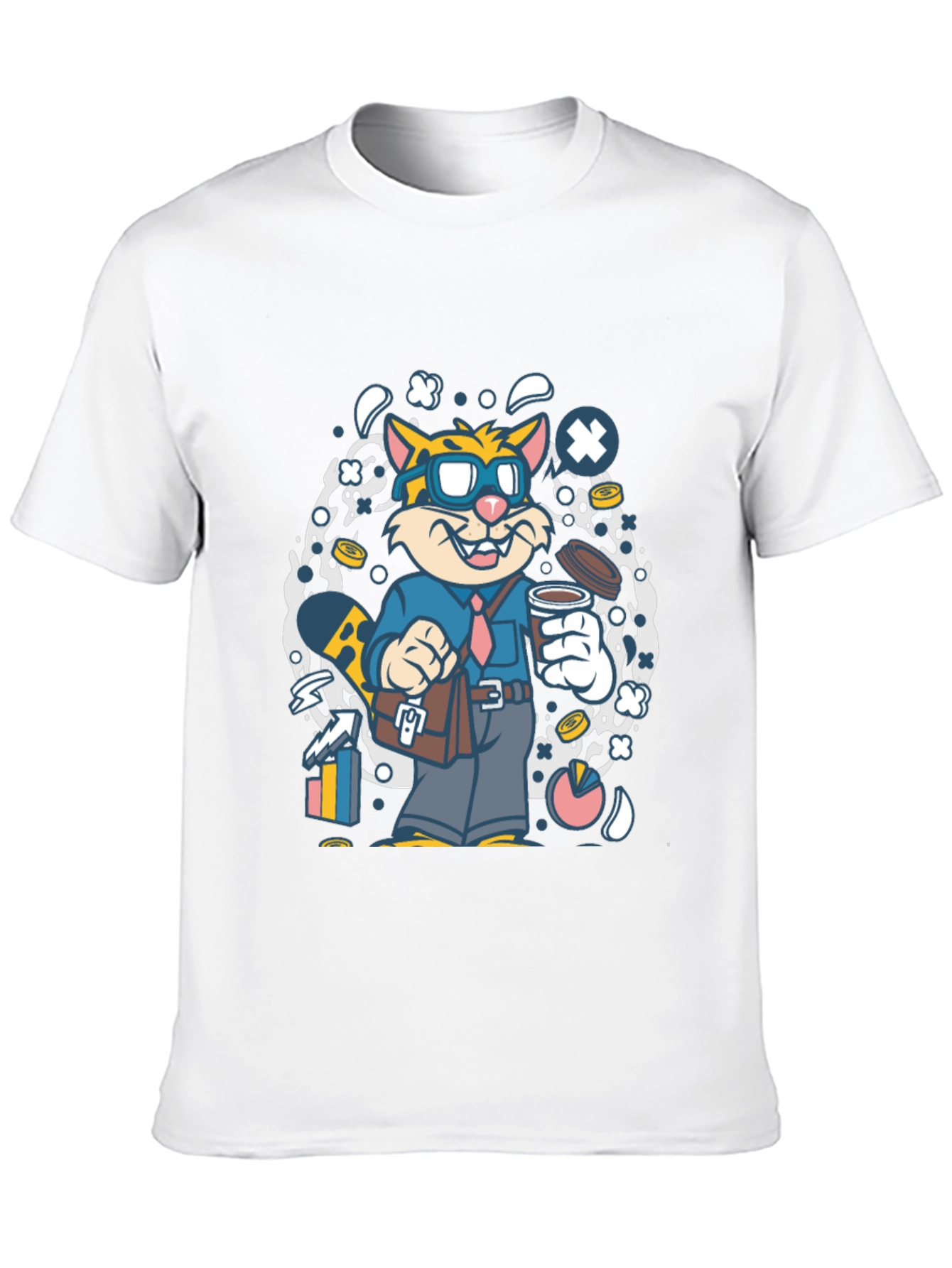 Cartoon Cat Businessman Graphic T-Shirt