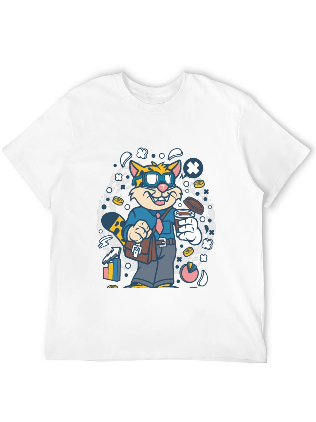 Cartoon Cat Businessman Graphic T-Shirt