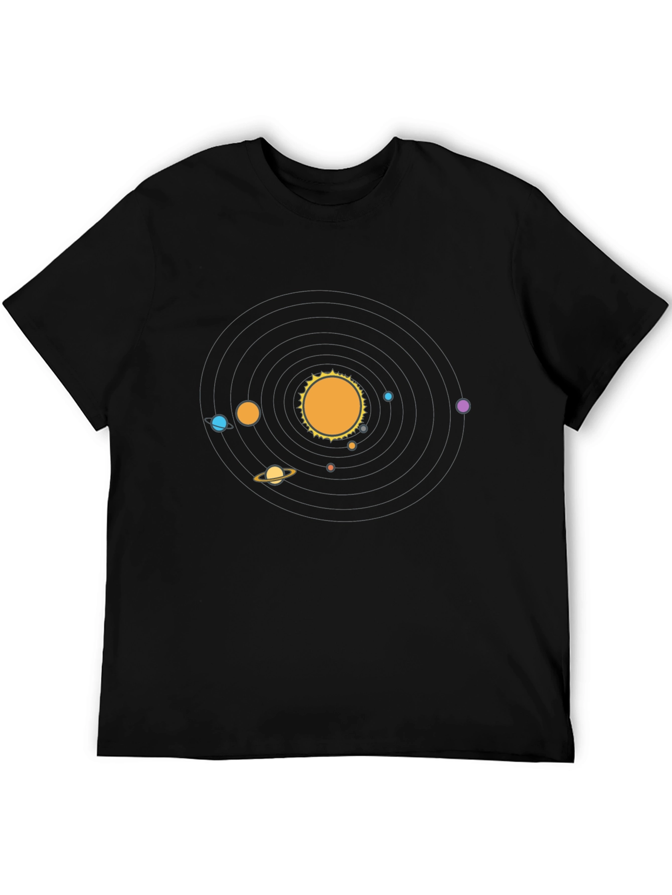 Planets Graphic Print Black T-Shirt