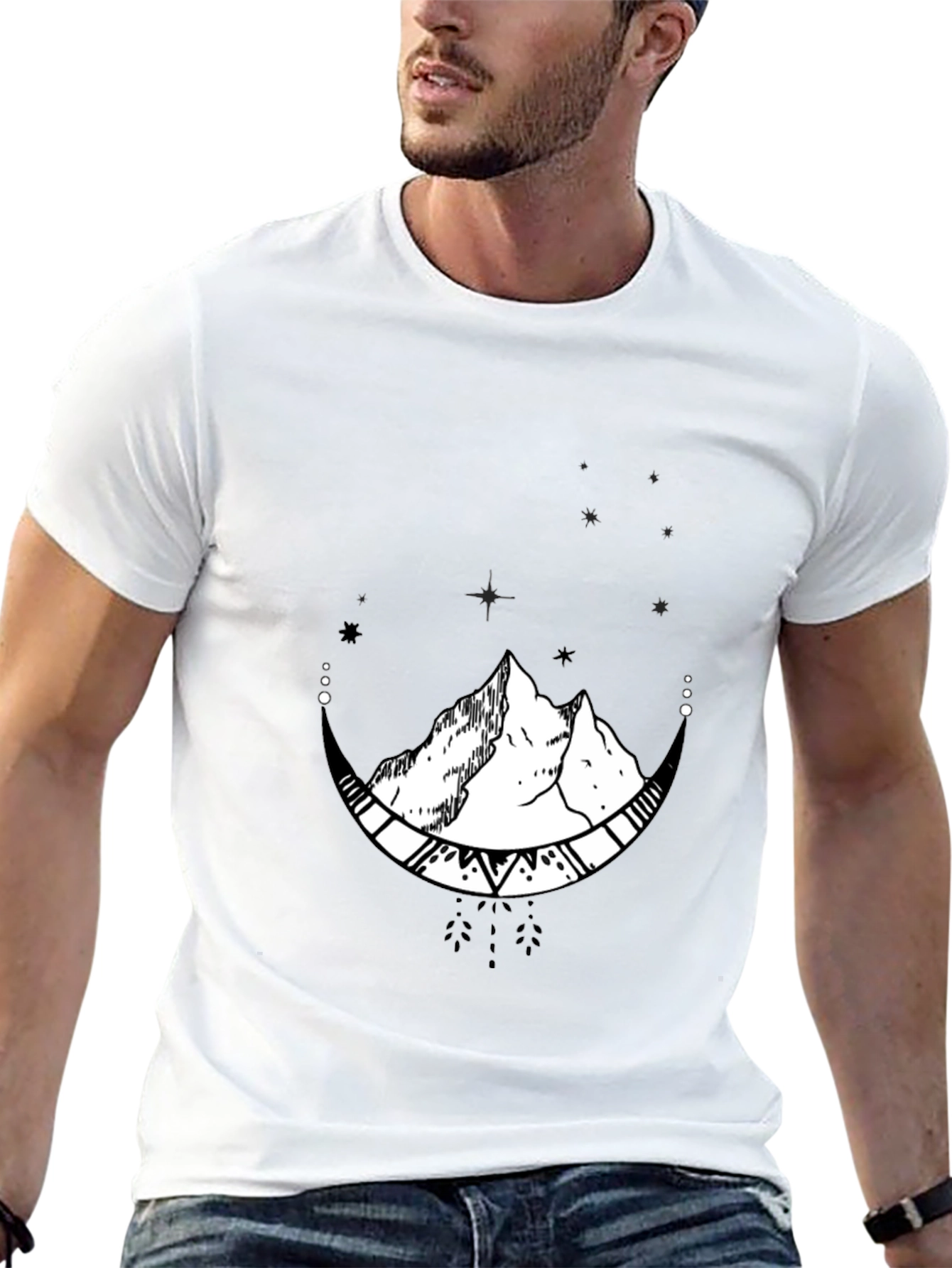 Mountain Moon Graphic Tee - Black Cotton Blend