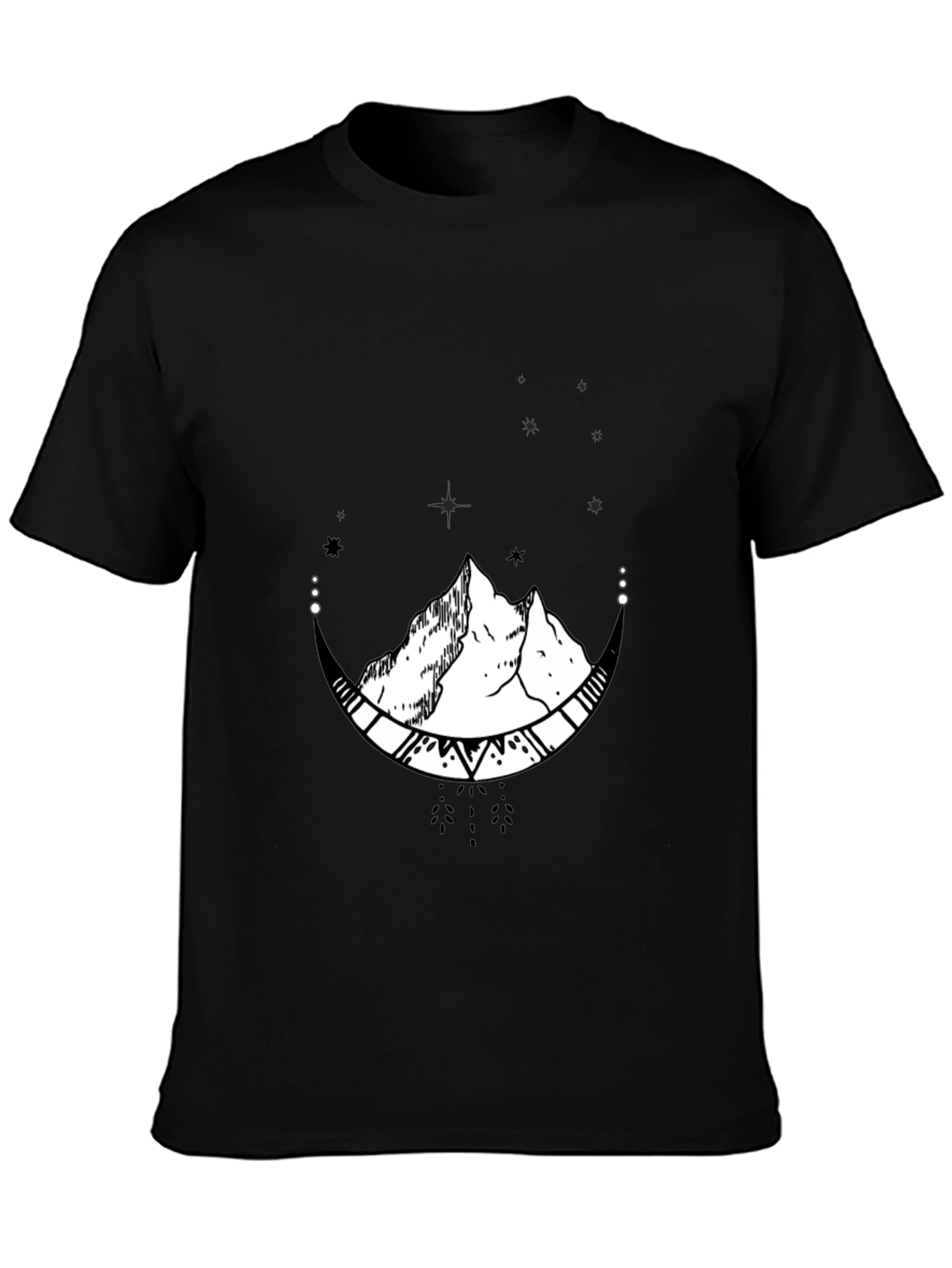 Mountain Moon Graphic Tee - Black Cotton Blend