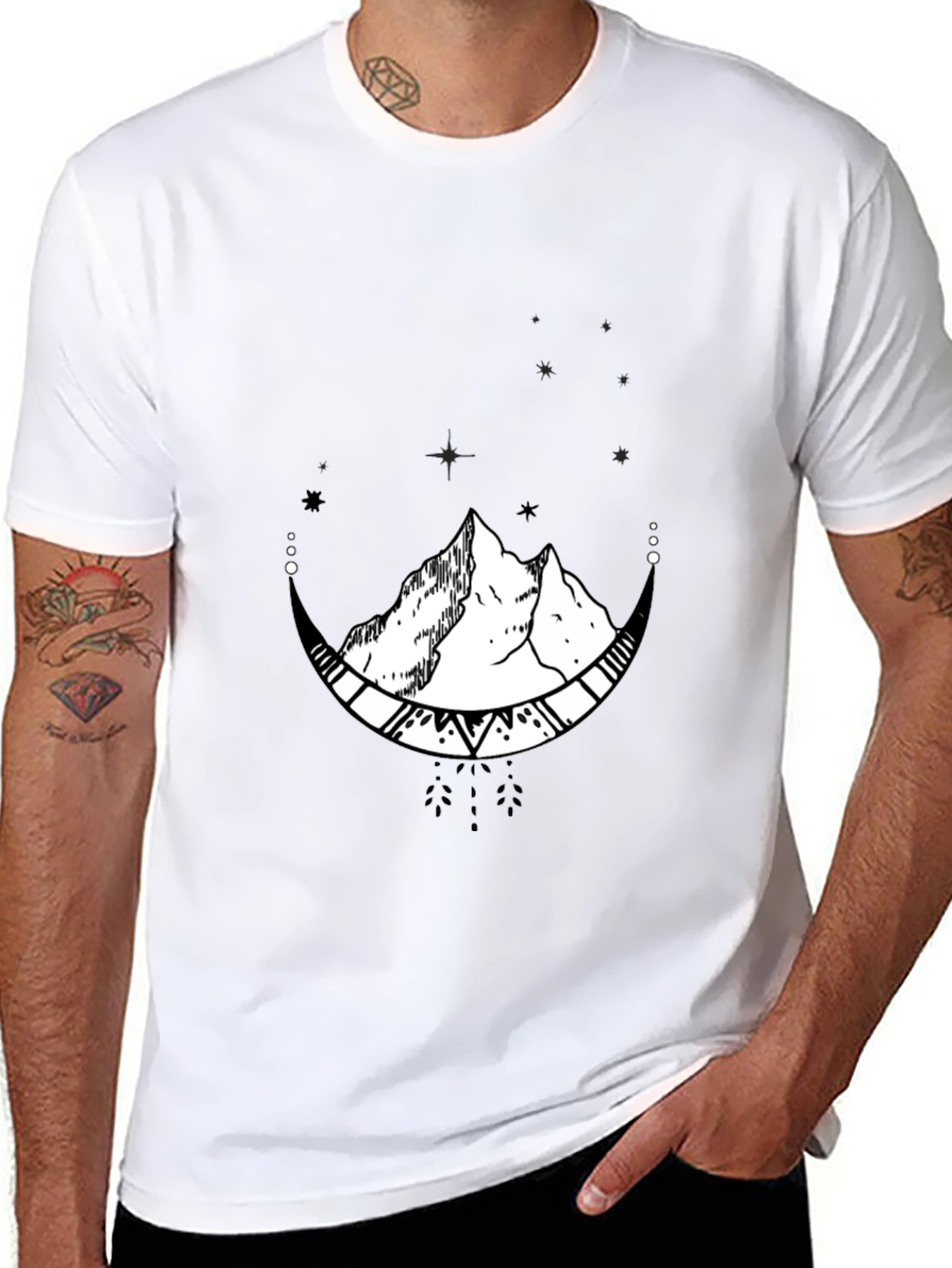 Mountain Moon Graphic Tee - Black Cotton Blend