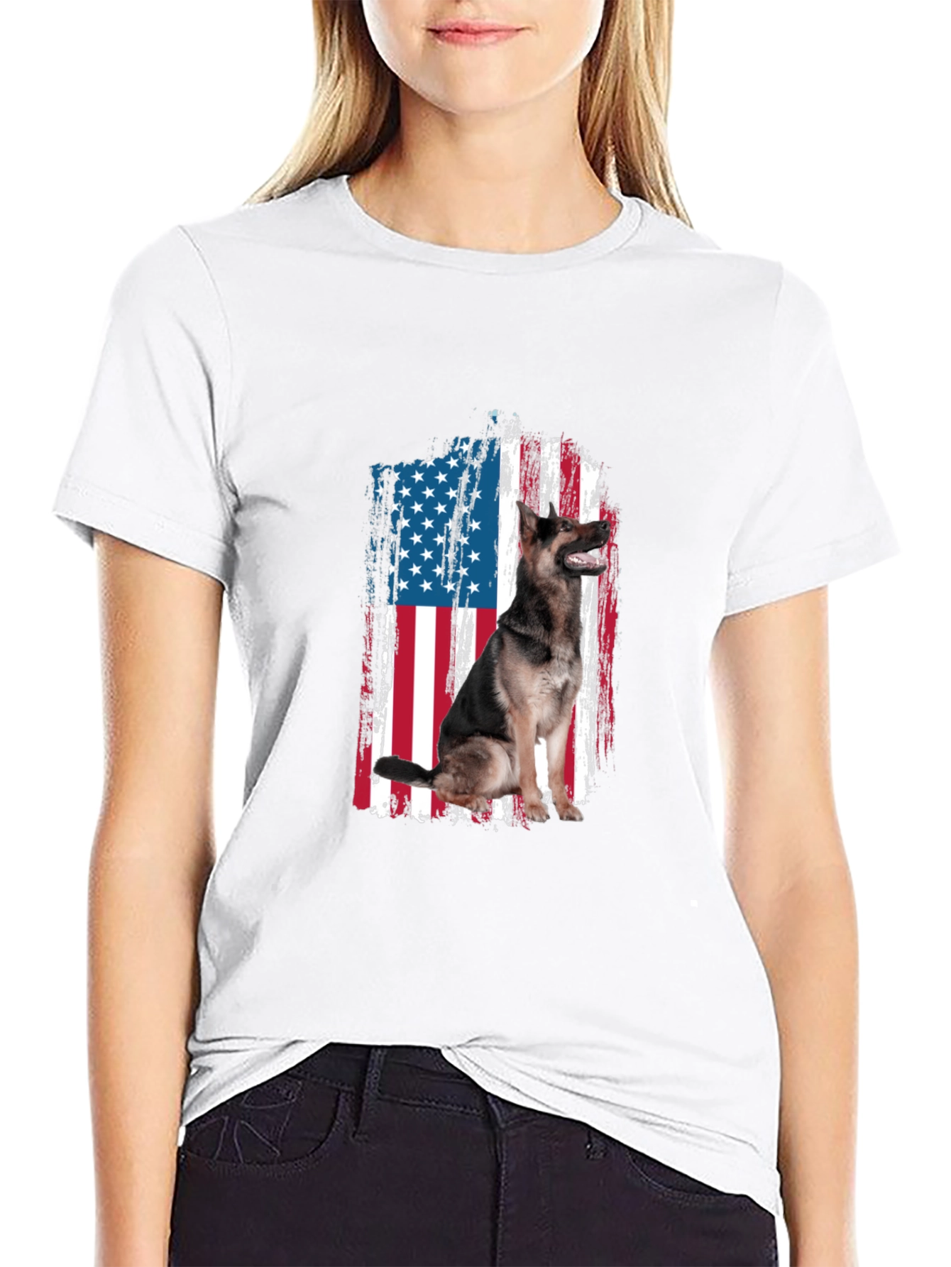 Patriotic German Shepherd USA Flag T-Shirt