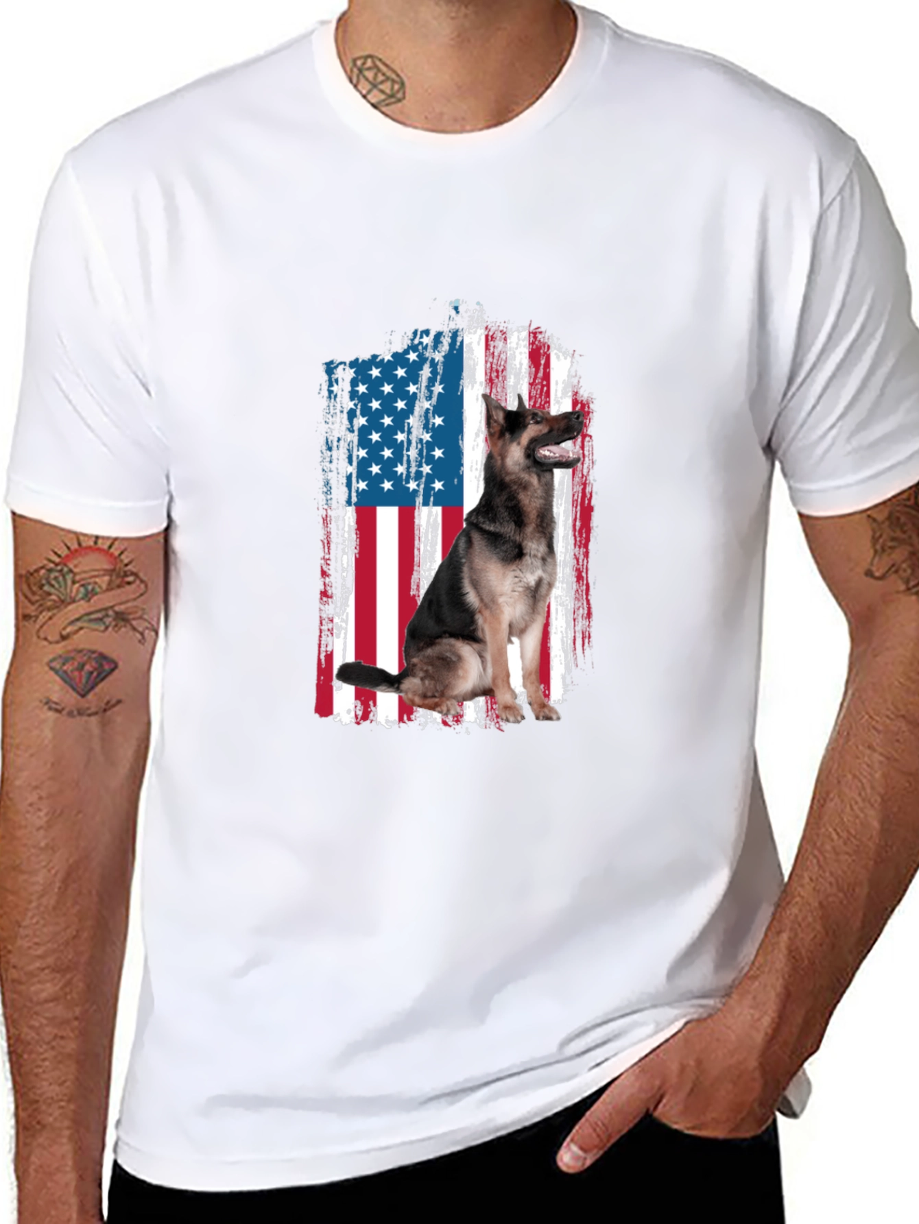 Patriotic German Shepherd USA Flag T-Shirt