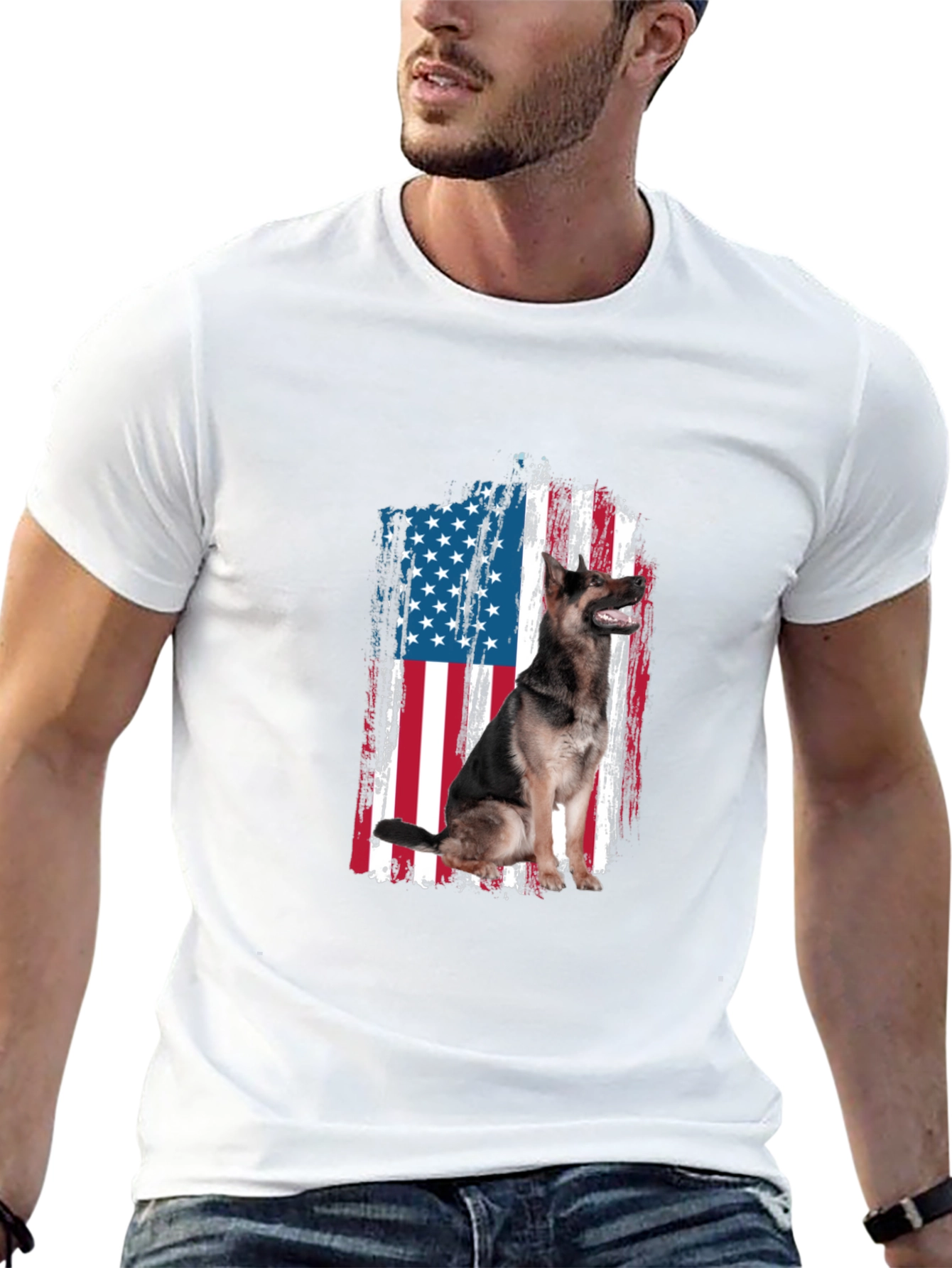 Patriotic German Shepherd USA Flag T-Shirt