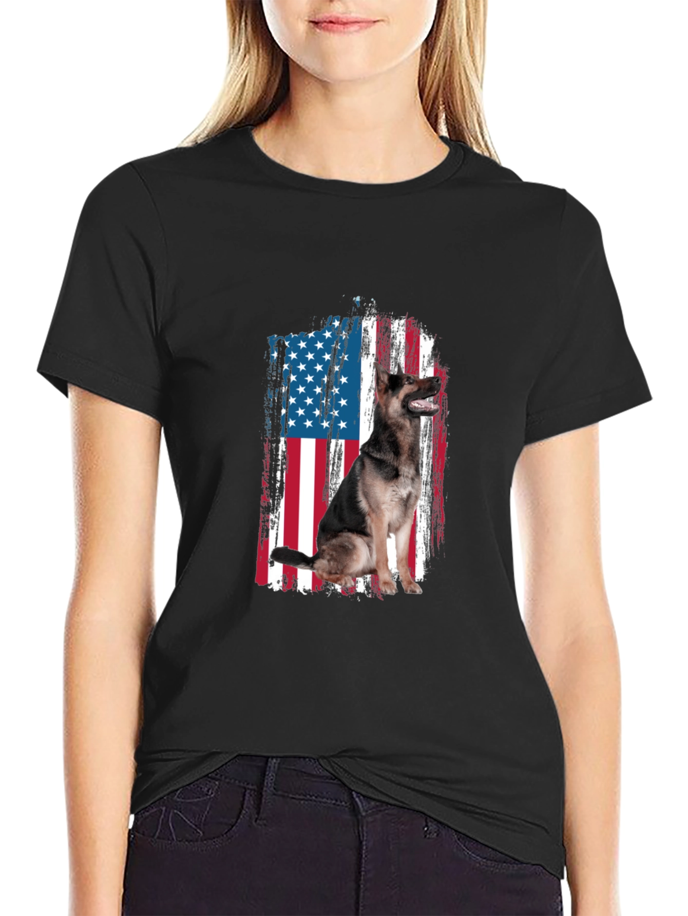 Patriotic German Shepherd USA Flag T-Shirt