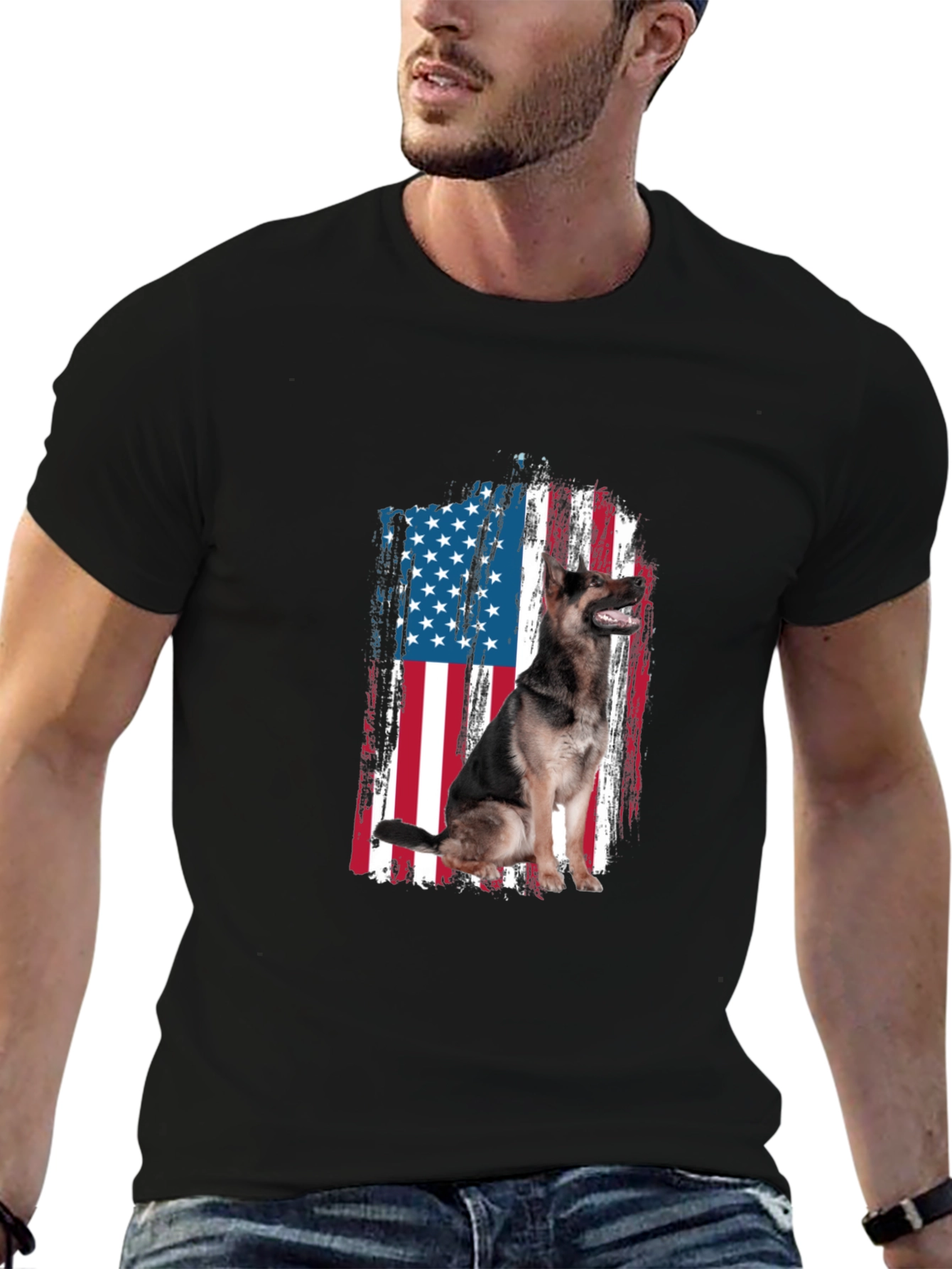 Patriotic German Shepherd USA Flag T-Shirt