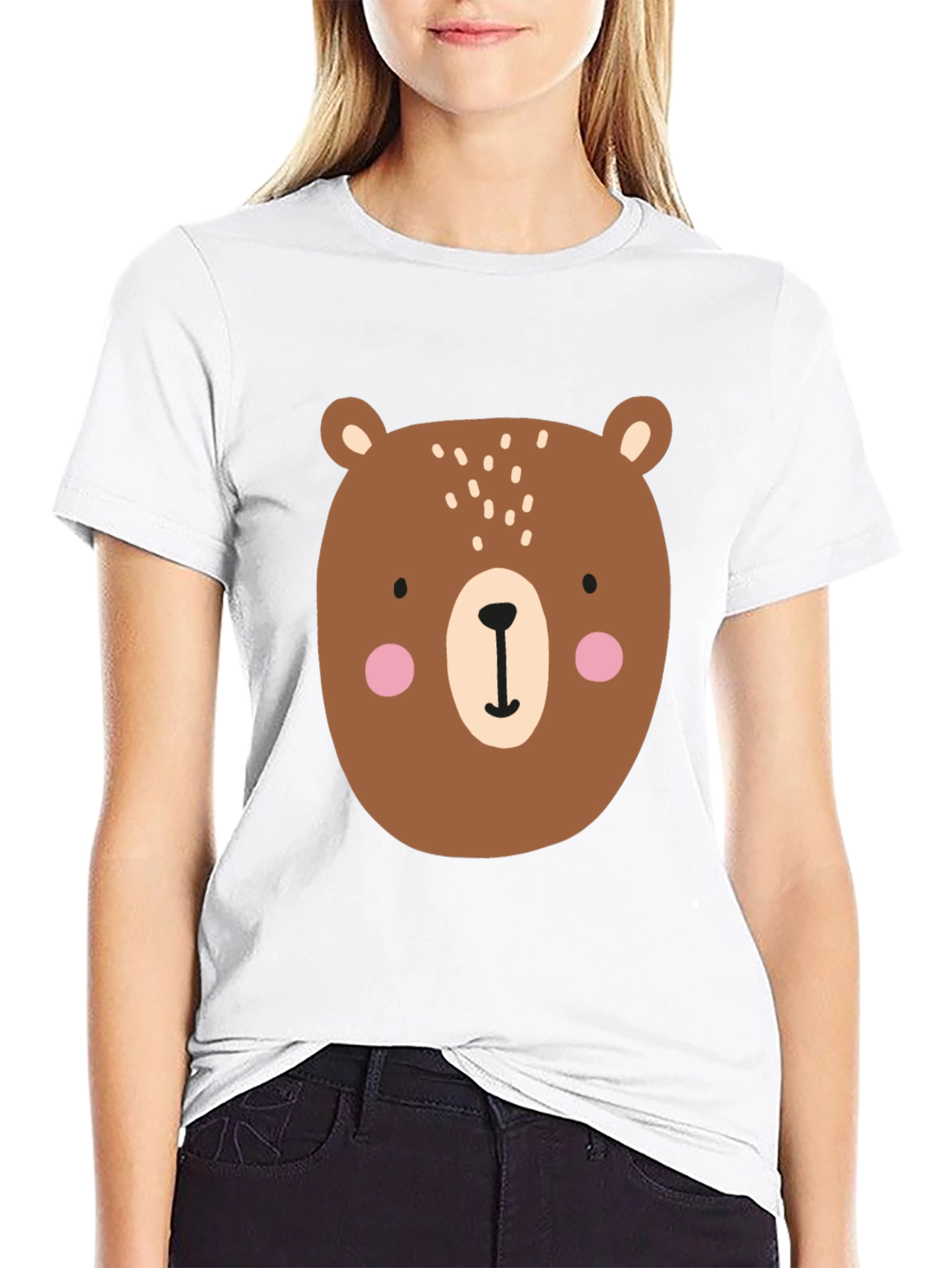 Cute Cartoon Bear Graphic T-Shirt - Mens Black Tee