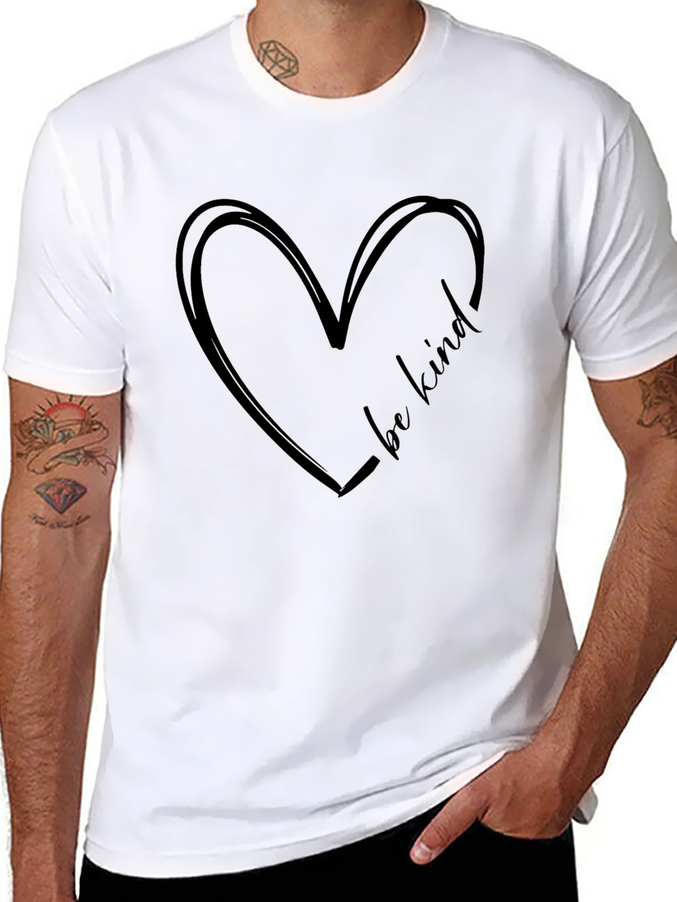 Be Kind Heart Graphic Tee - Black