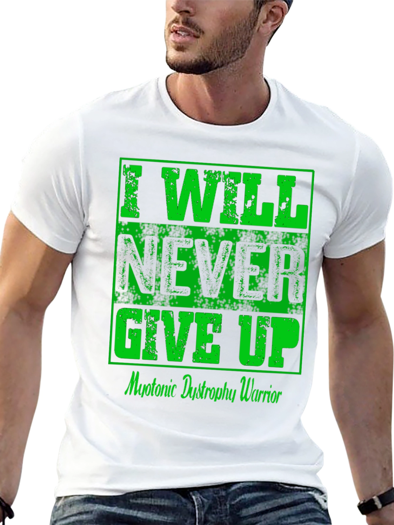 I Will Never Give Up Myotonic Dystrophy Awareness T-Shirt