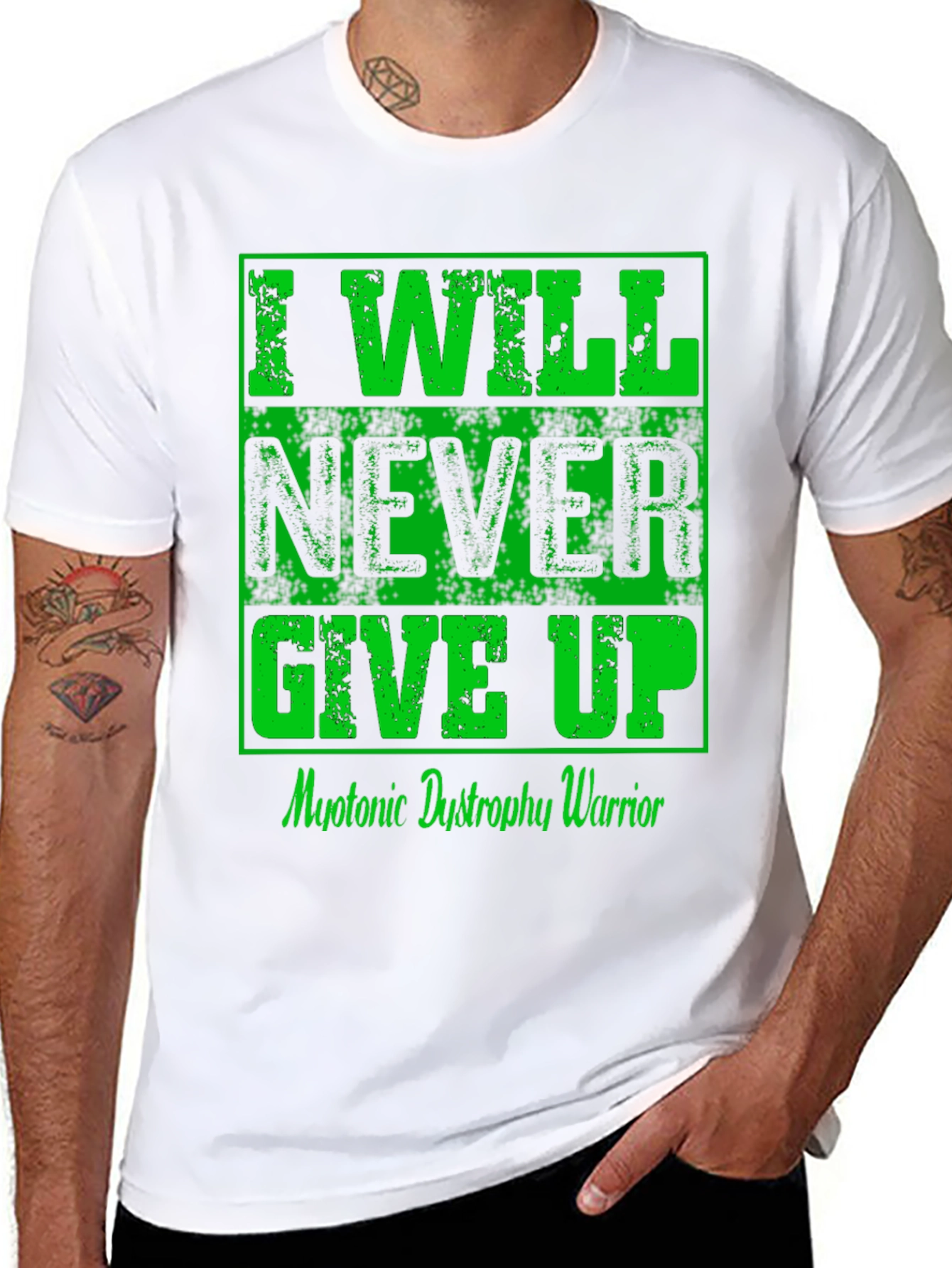 I Will Never Give Up Myotonic Dystrophy Awareness T-Shirt