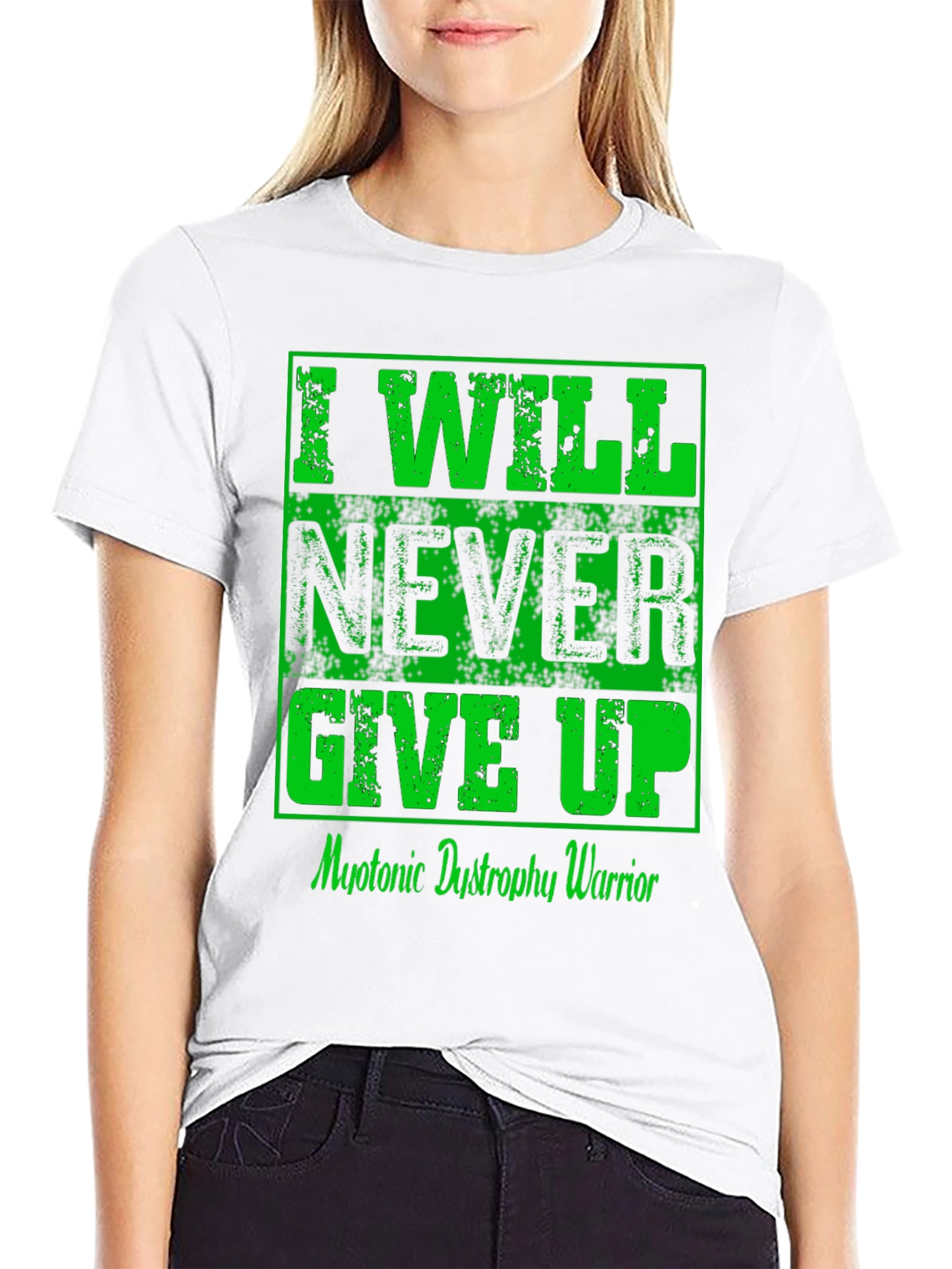 I Will Never Give Up Myotonic Dystrophy Awareness T-Shirt