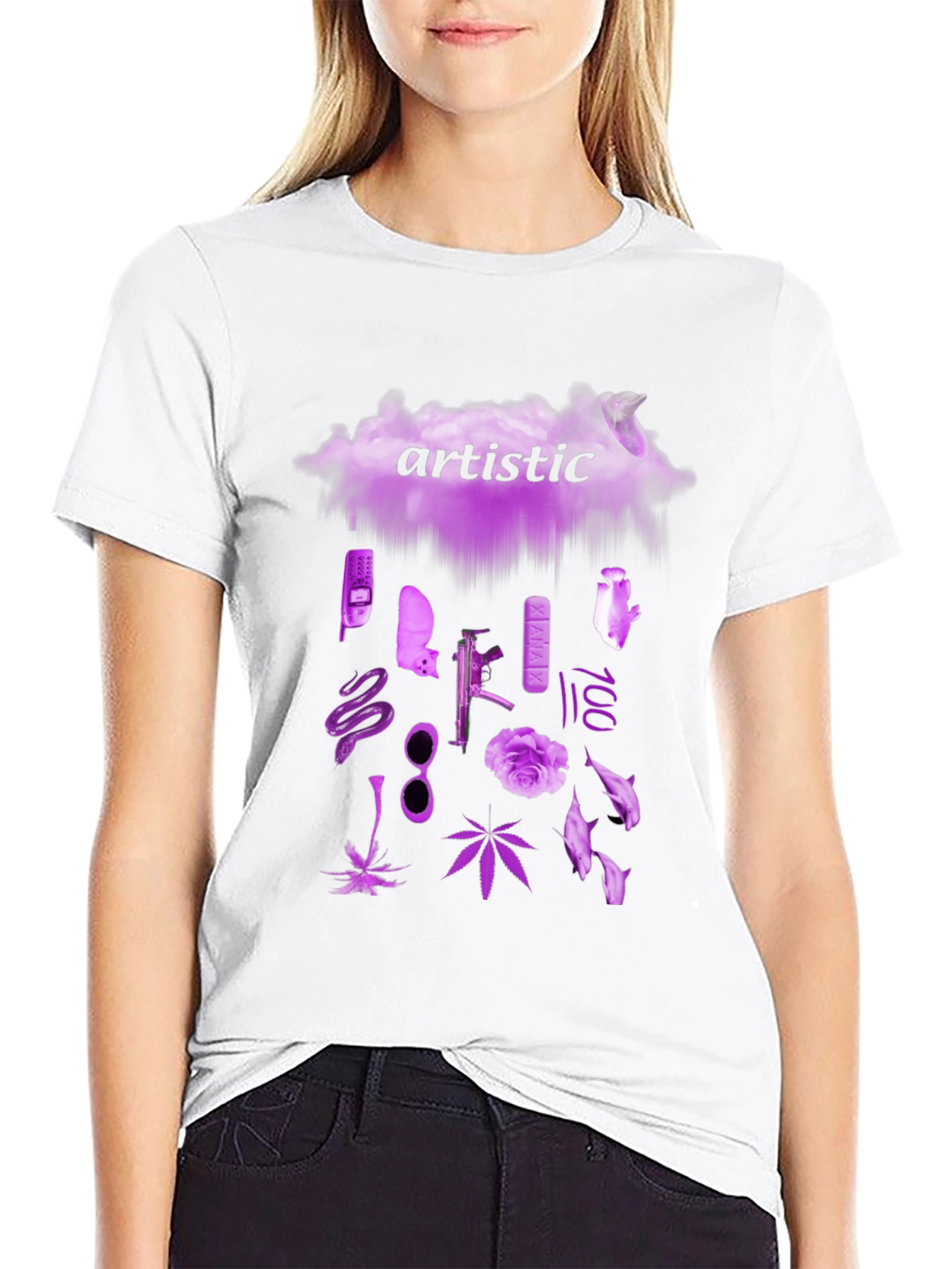 Artistic Graphic Print Crew Neck T-Shirt