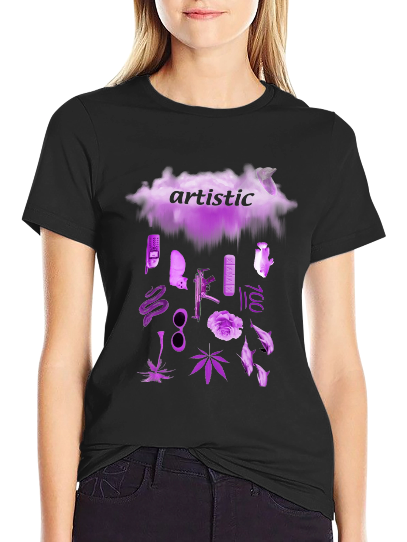 Artistic Graphic Print Crew Neck T-Shirt