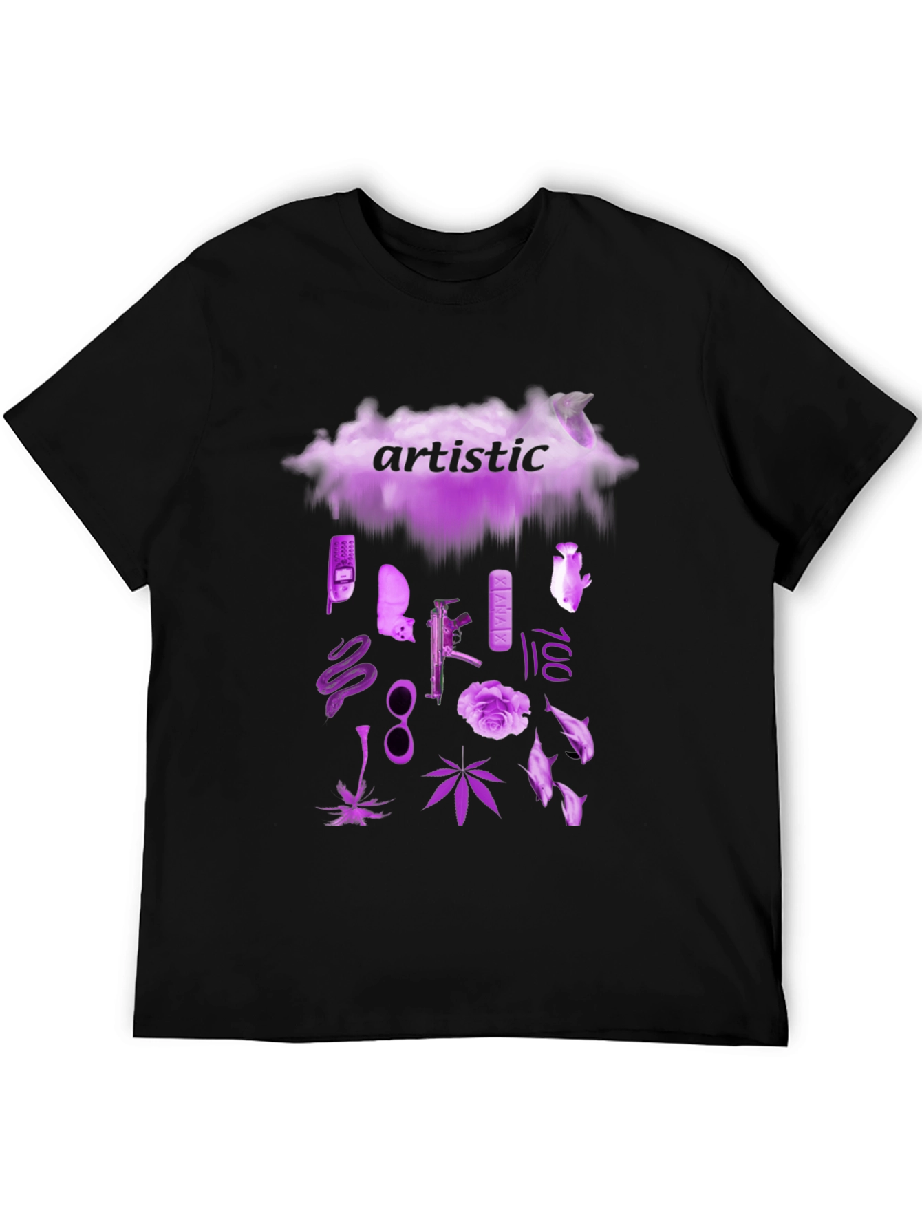 Artistic Graphic Print Crew Neck T-Shirt