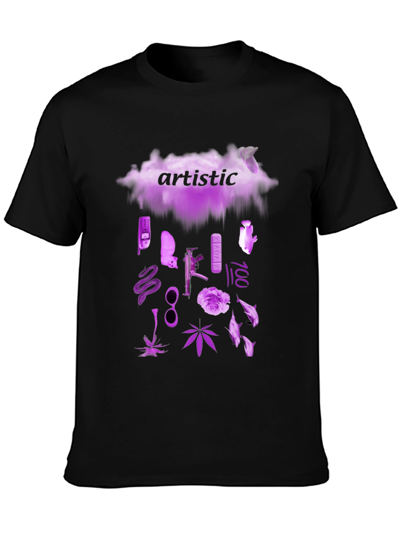 Artistic Graphic Print Crew Neck T-Shirt