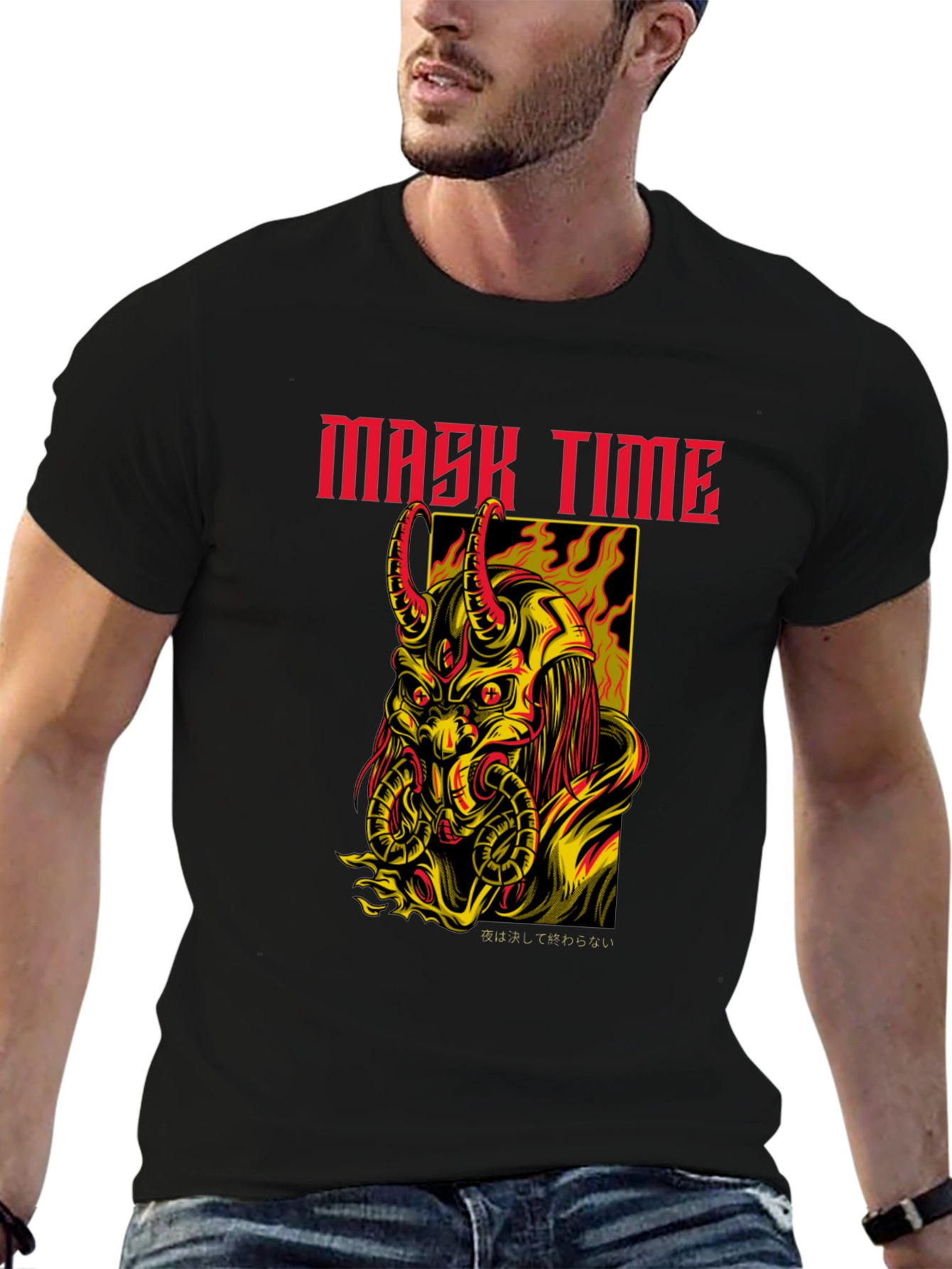 Mask Time Graphic Tee - Dark Aesthetic