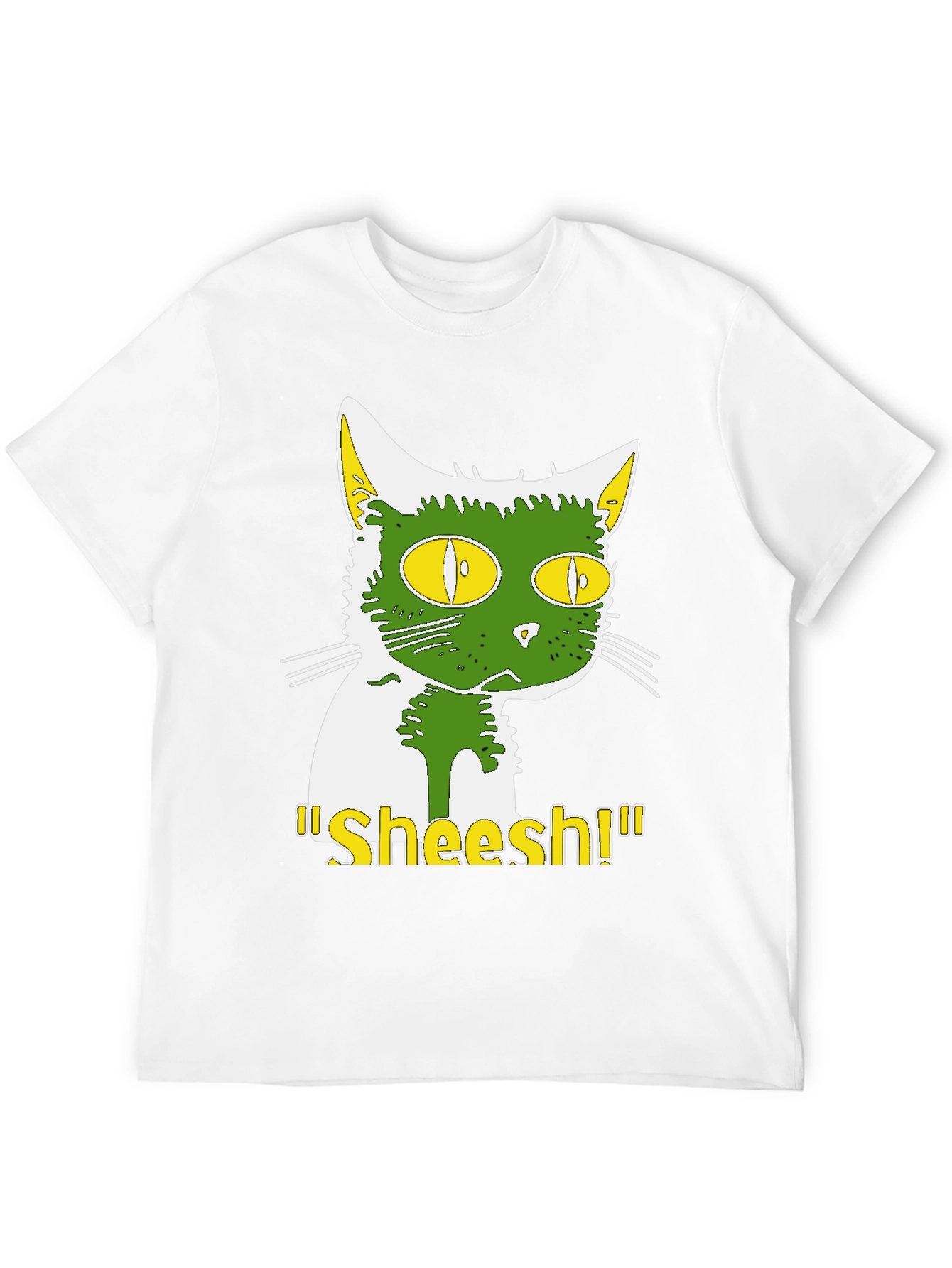 Sheesh Cat T-Shirt - Green & Yellow Graphic Tee