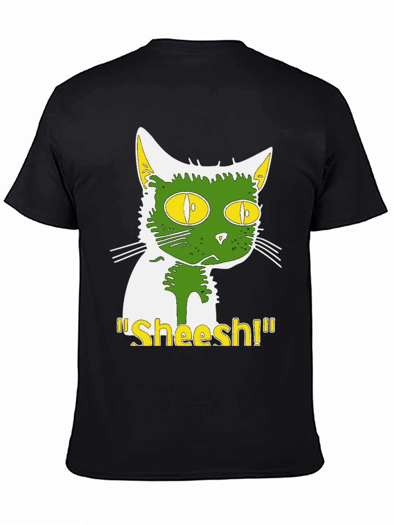 Sheesh Cat T-Shirt - Green & Yellow Graphic Tee