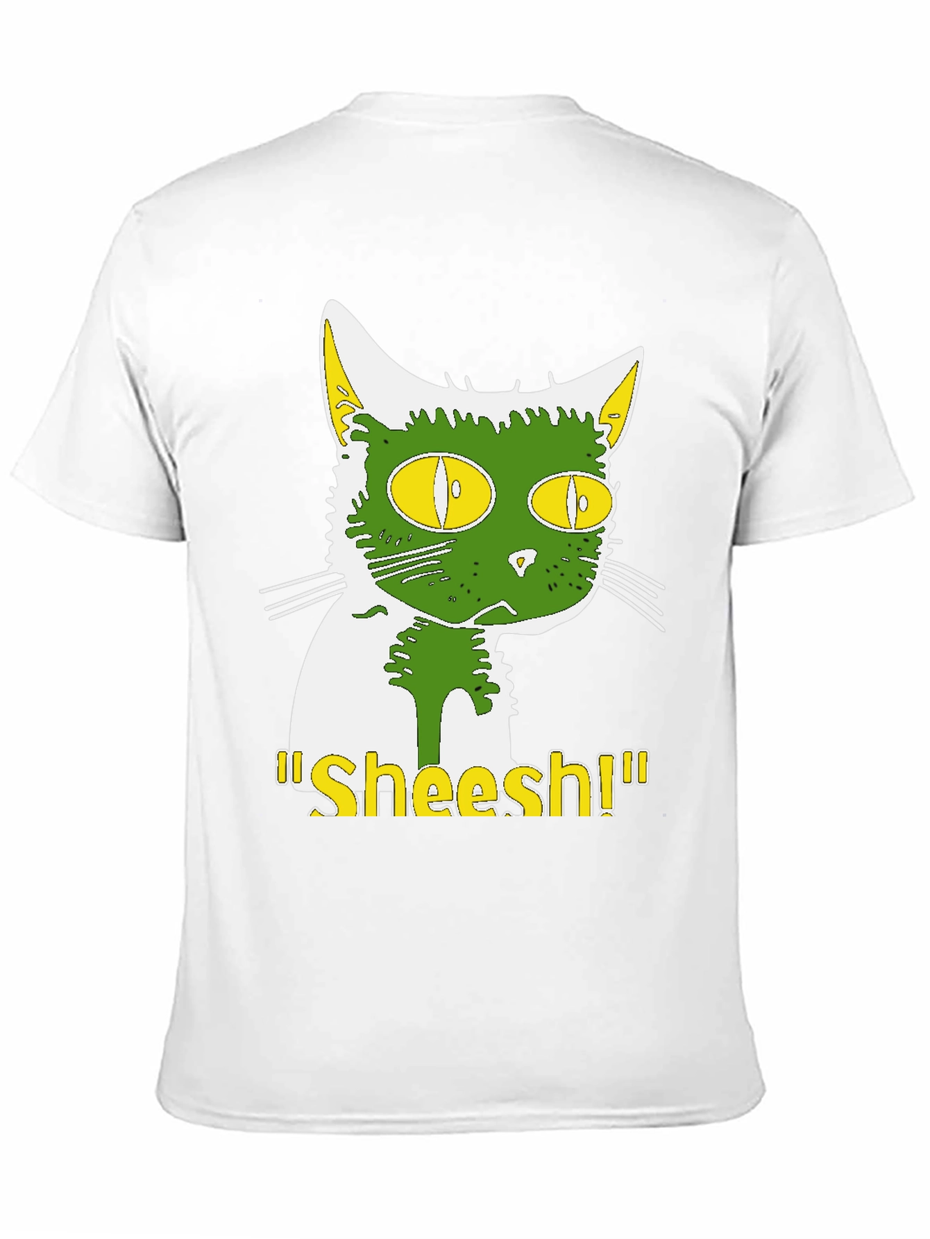 Sheesh Cat T-Shirt - Green & Yellow Graphic Tee